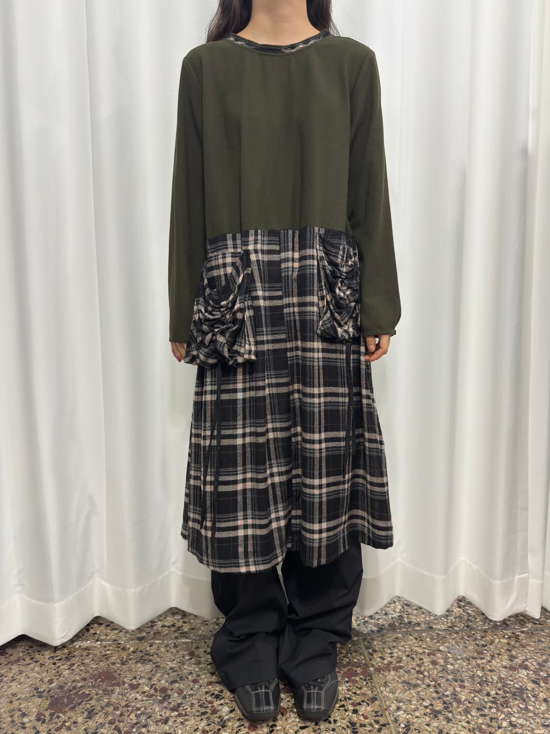 akane check pocket mori onepiece 상품이미지1