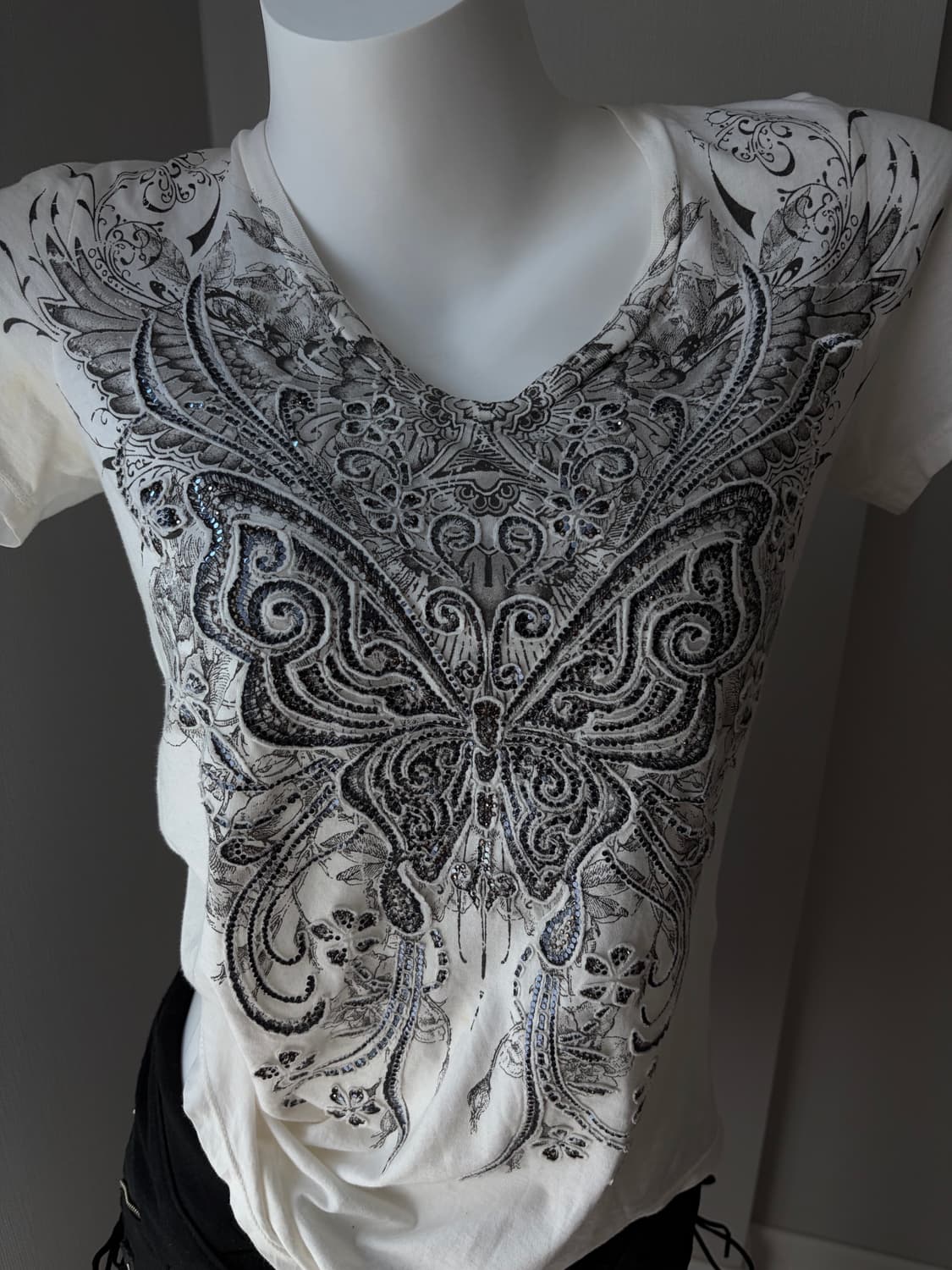 버커루 나비 자수 큐빅 반발티 상품이미지2