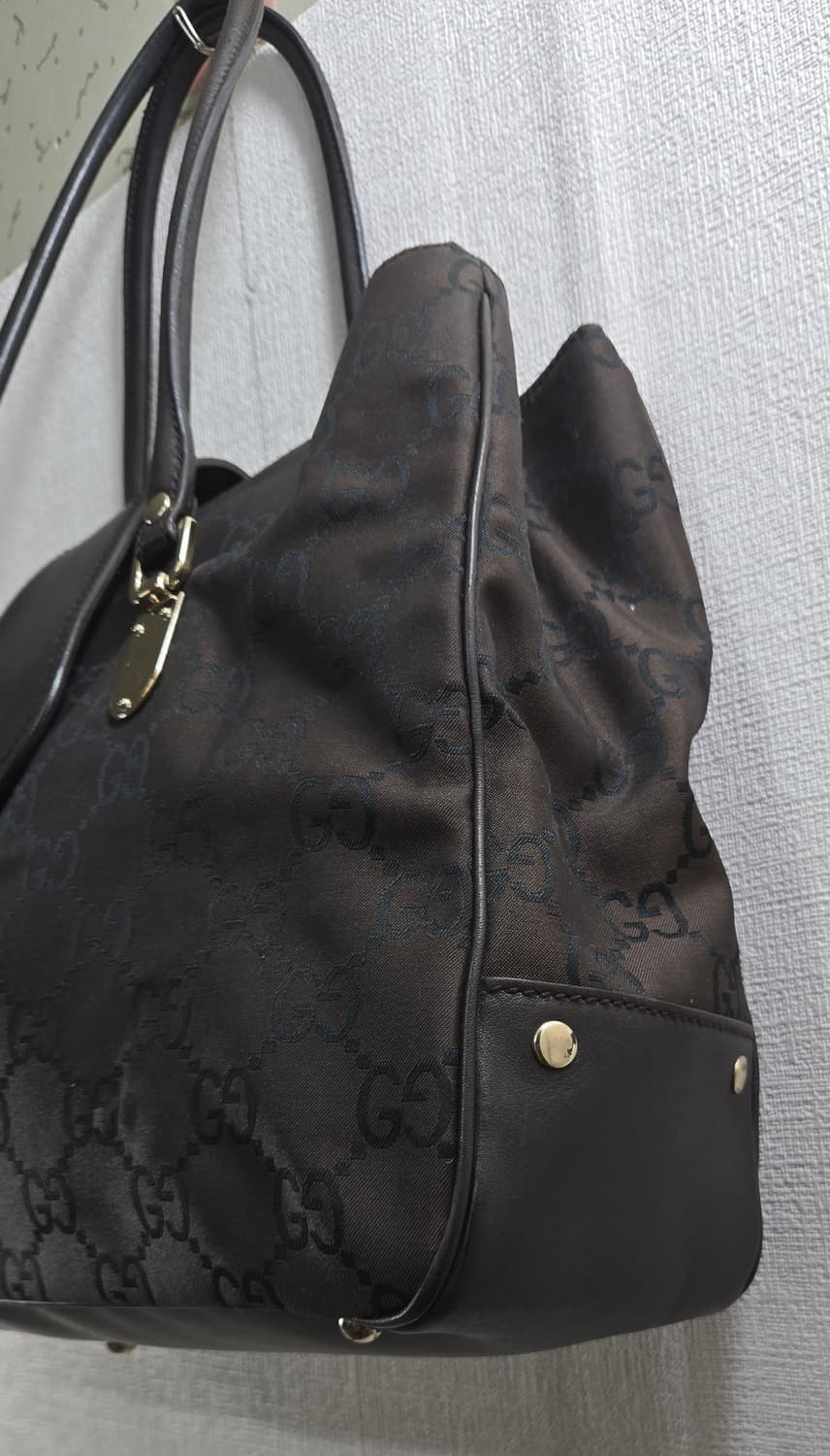 구찌 GG 컨버스  레더 트리밍 토트 숄더백 상품이미지2