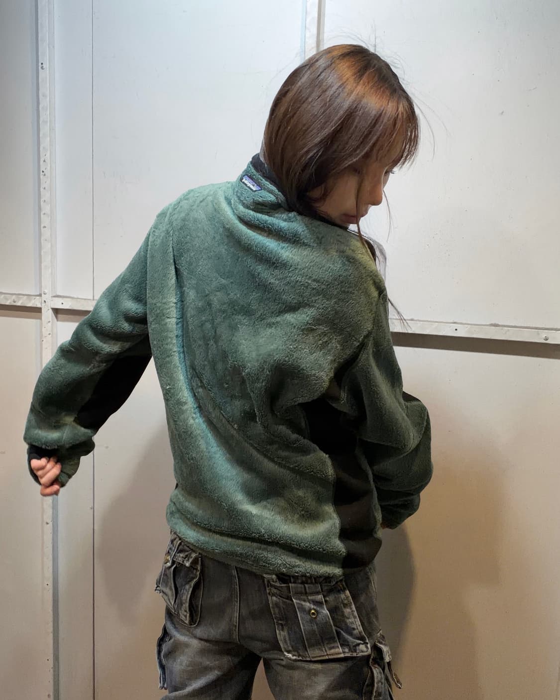 90s PATAGONIA u.s.a green fleece zip-up 상품이미지2