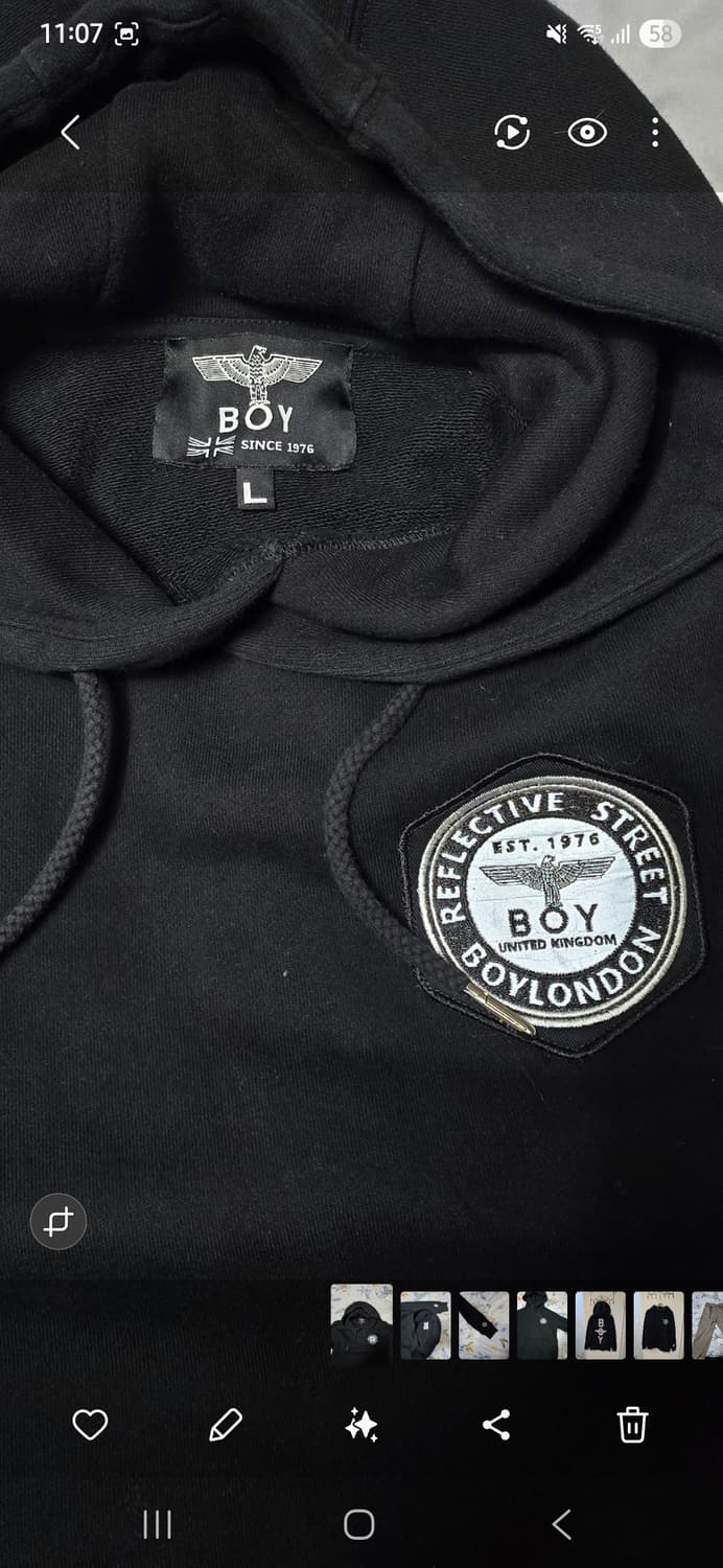 BOY 런던 블랙 후드티 L 상품이미지3