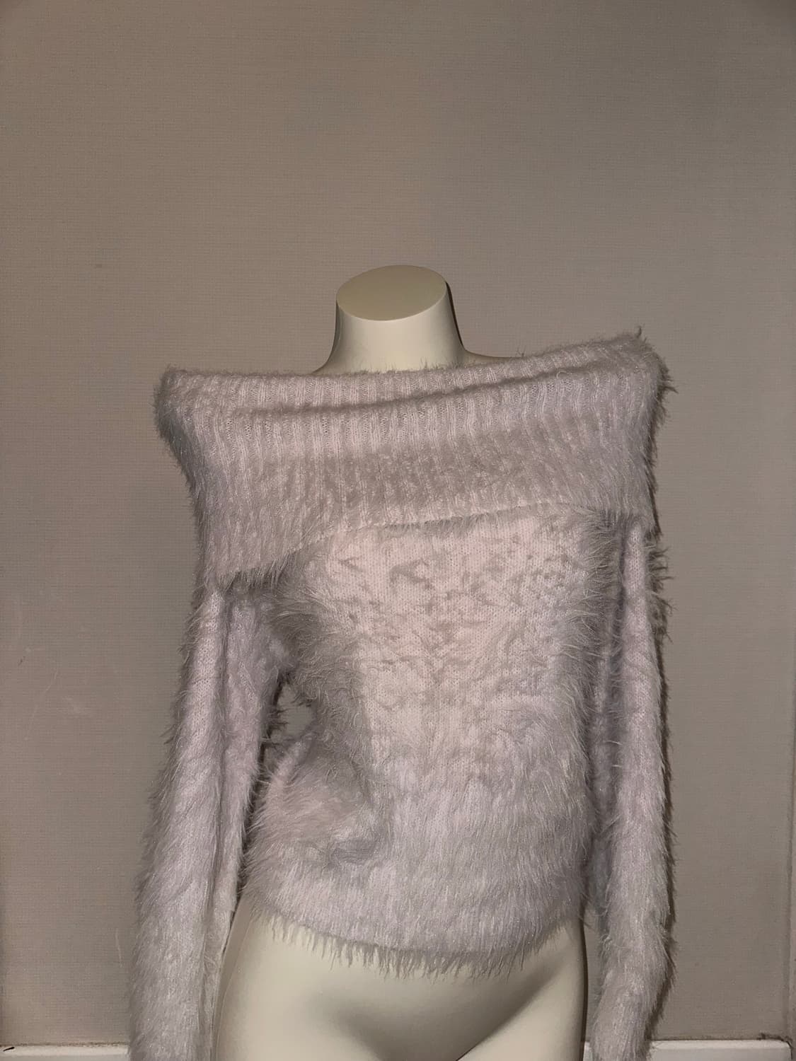 투웨이 오프숄더 빈티지 퍼 니트 상품이미지2