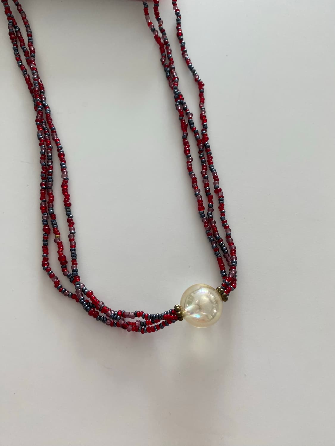 빈티지 비즈 레드 목걸이 상품이미지2