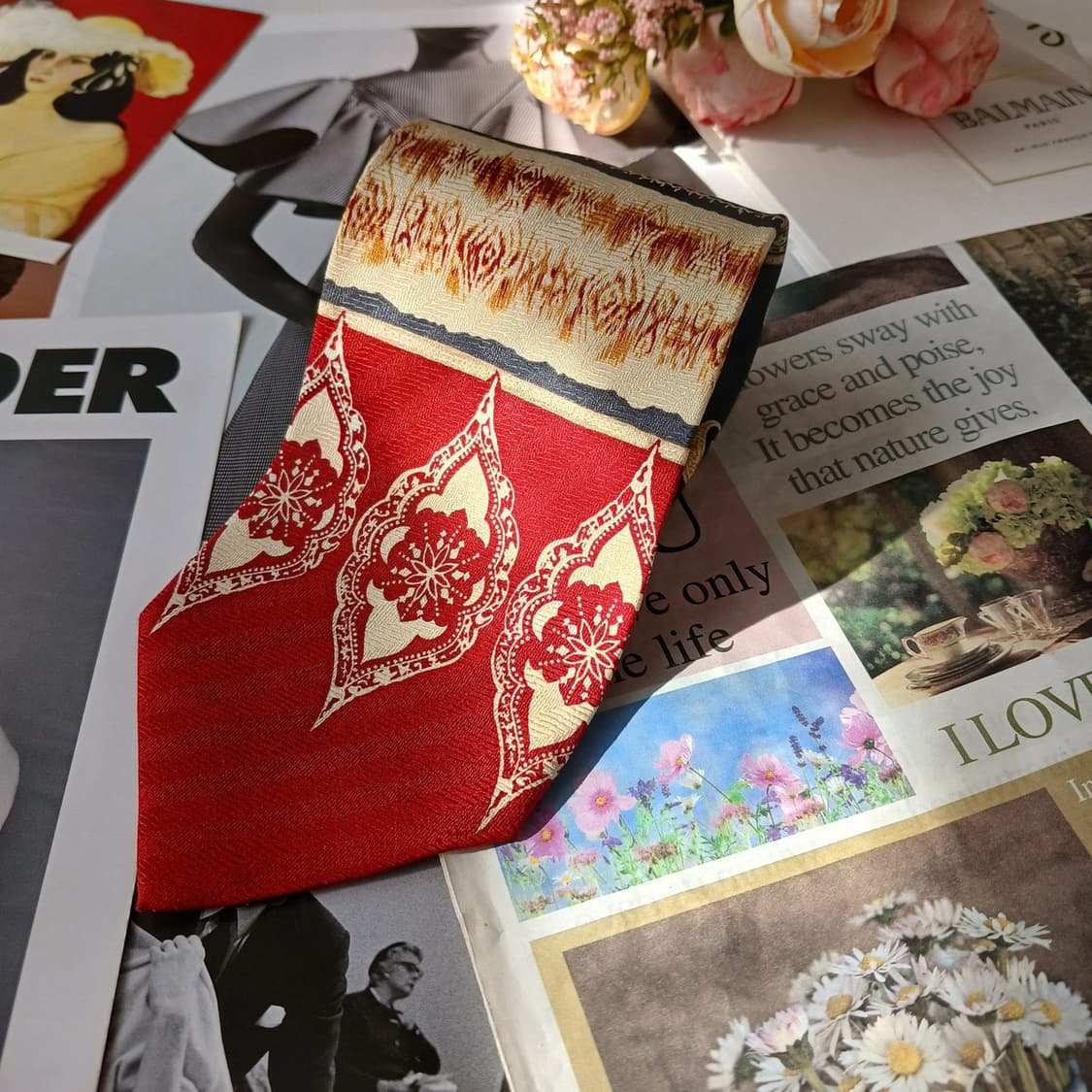 피에르 발망 실크 페이즐리 패턴 넥타이 9.6cm A+등급 A19702
 상품이미지4