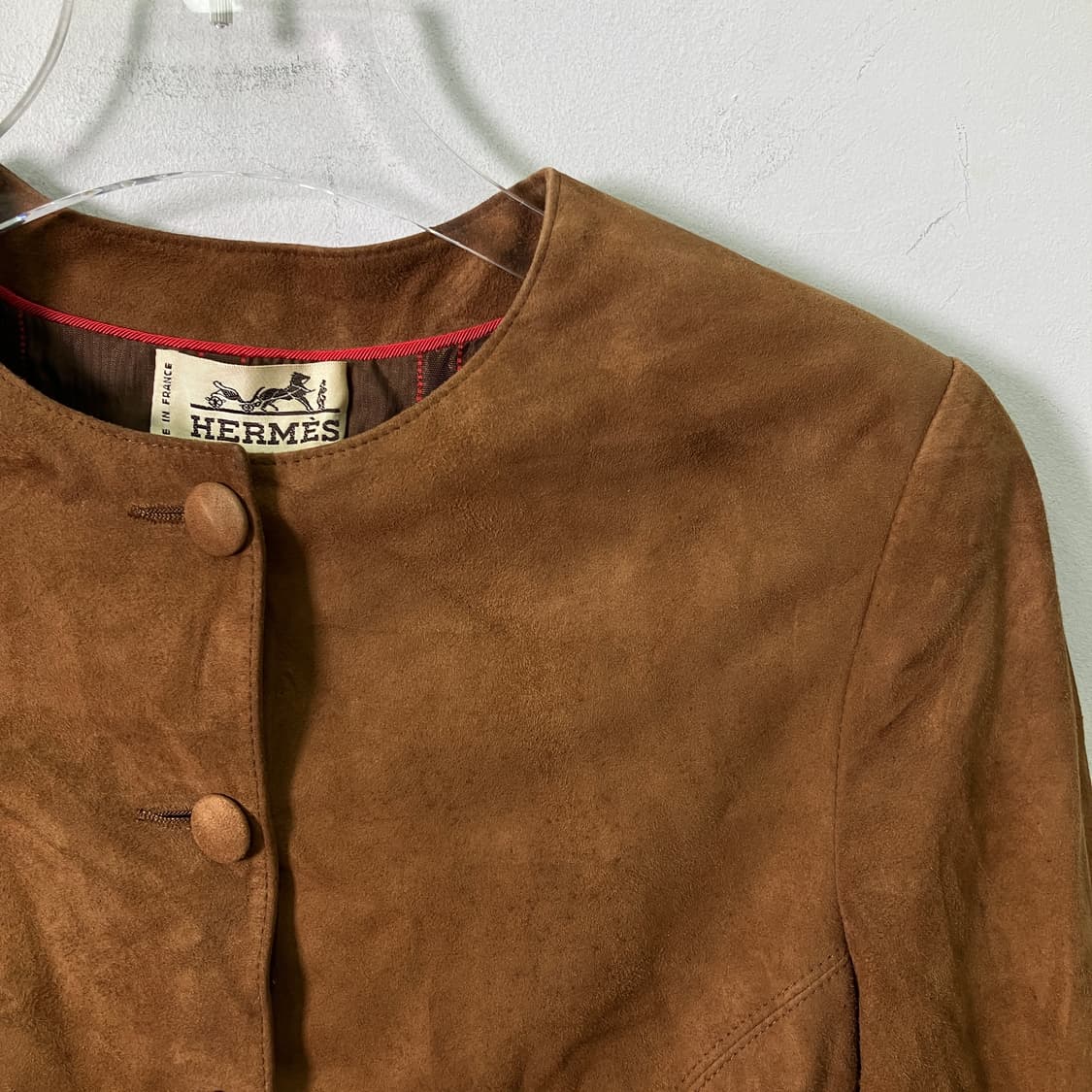 Hermes 에르메스 브라운 스웨이드 크롭 자켓 38 상품이미지5