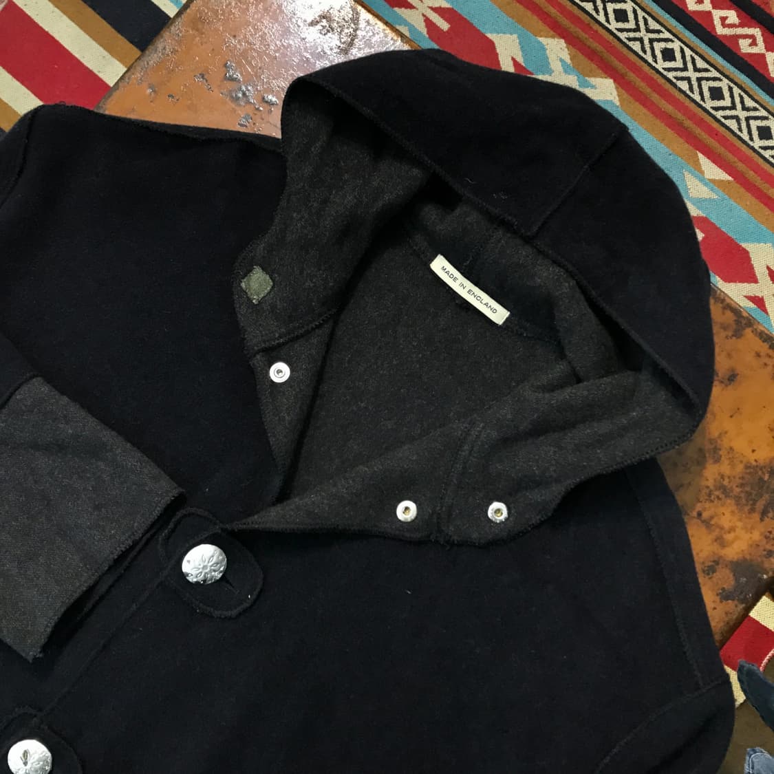 UK VTG 영국 빈티지 네이비 컬러링 후드 싱글 코트 여성 오버핏 상품이미지4