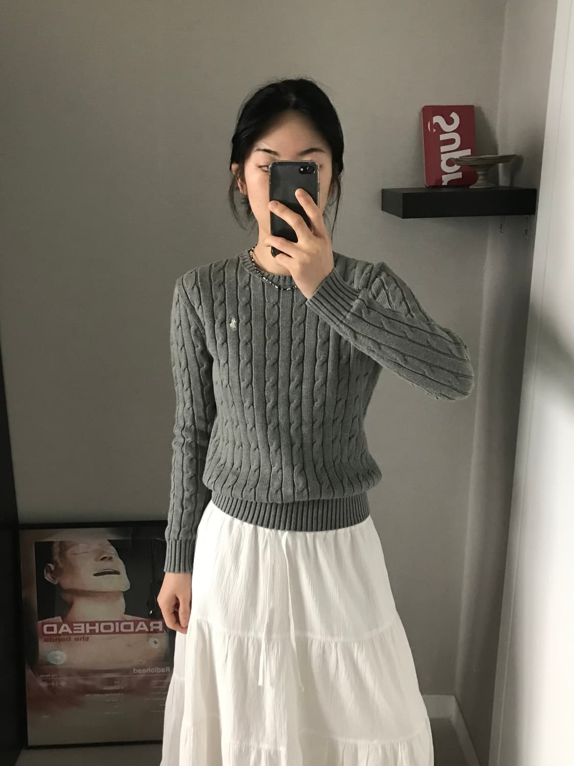 폴로 랄프로렌 포니 로고 그레이 케이블 니트 상품이미지3