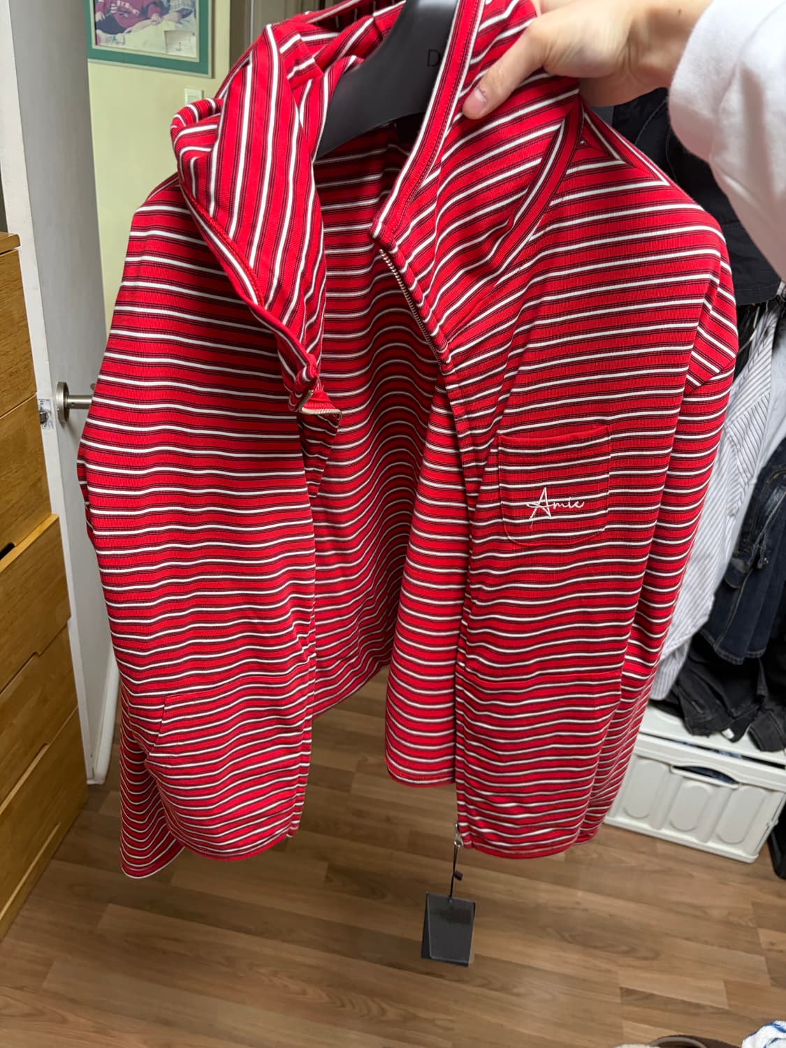 dnsr 스트라이프 핑거홀 후드집업 레드 xl  상품이미지2