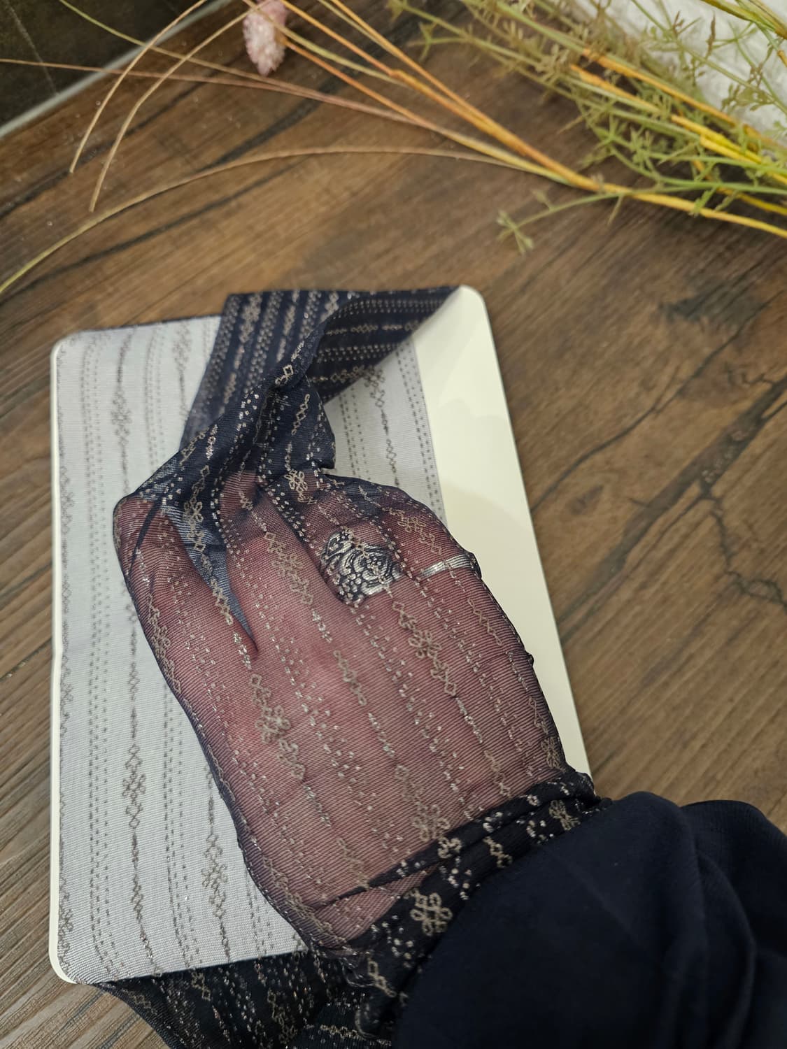 ICB 네이비 프린팅 패턴 스타킹 상품이미지2