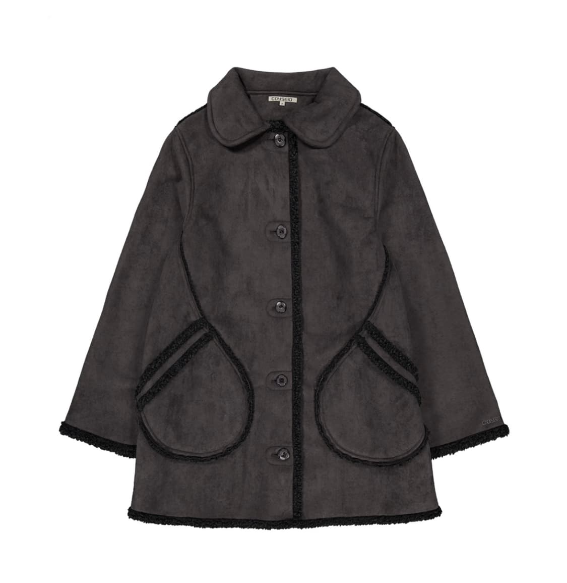 코이세이오 라운드 칼라 스웨이드 재킷 차콜 상품이미지1