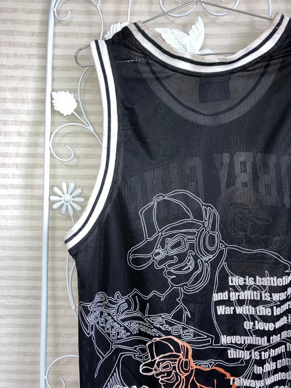 빈티지 블랙 레터링 나시 농구복 y2k 스트릿 갸루 펑키499 상품이미지4