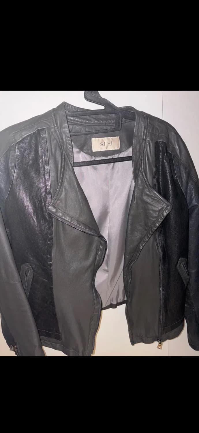 아야즈 블랙레더자켓 상품이미지2