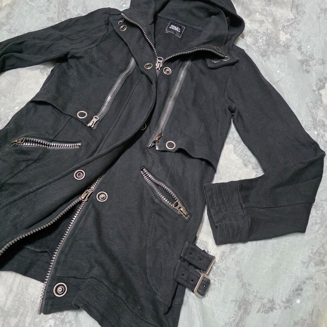 돌리엔젤 펑크 락시크 후드 투웨이 스웻 집업 y2k 오네갸루 d.i.a깔 상품이미지3