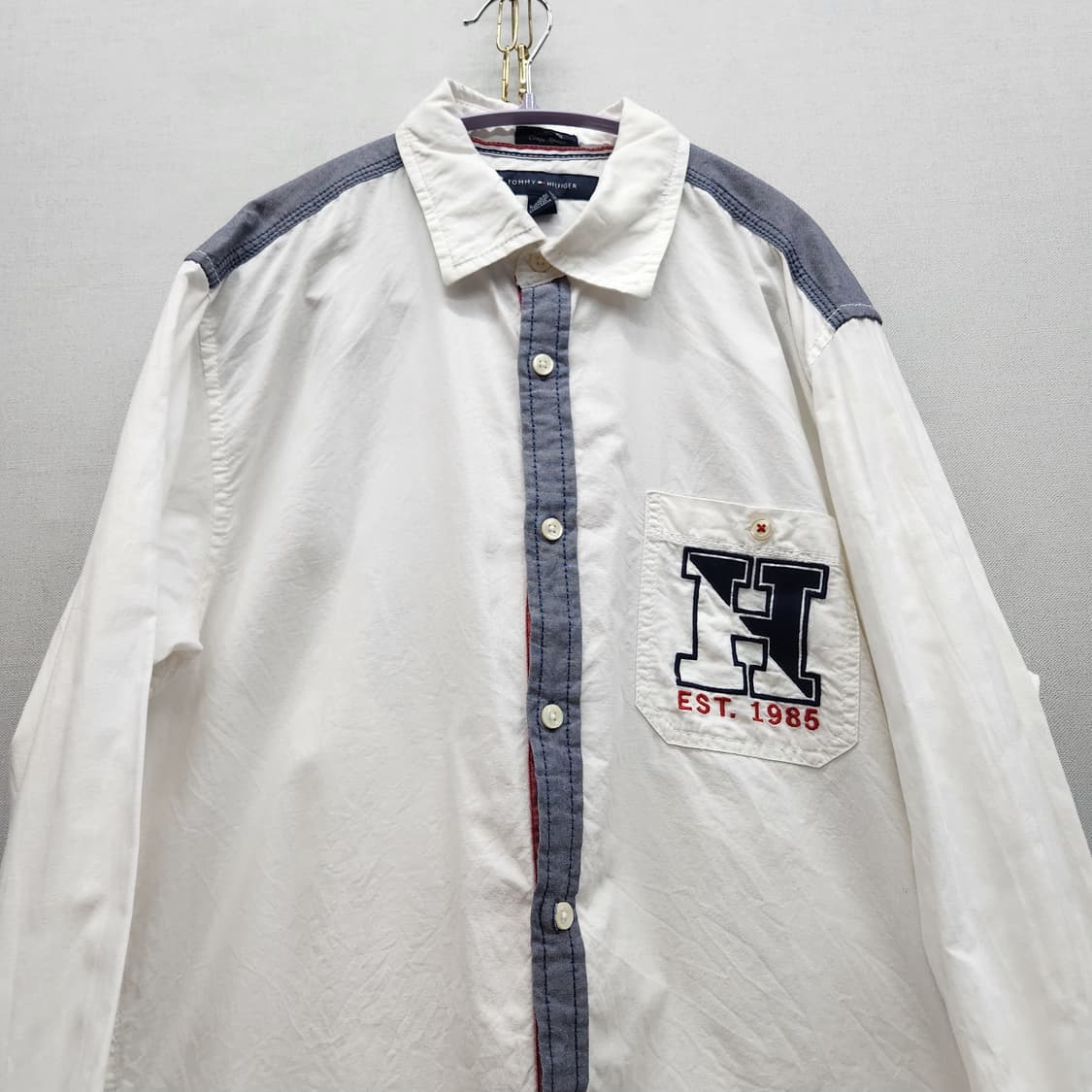 타미힐피거 로고 패치 등번호 오버핏 셔츠 M(2XL) 상품이미지2