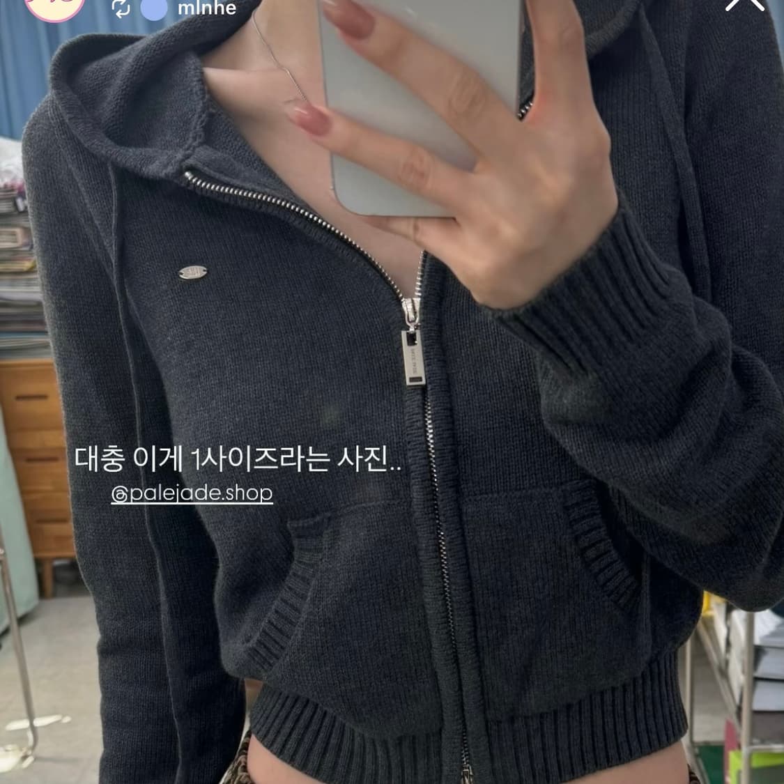 페일제이드 Cotton Knit Hooded Zip-up 차콜 상품이미지3
