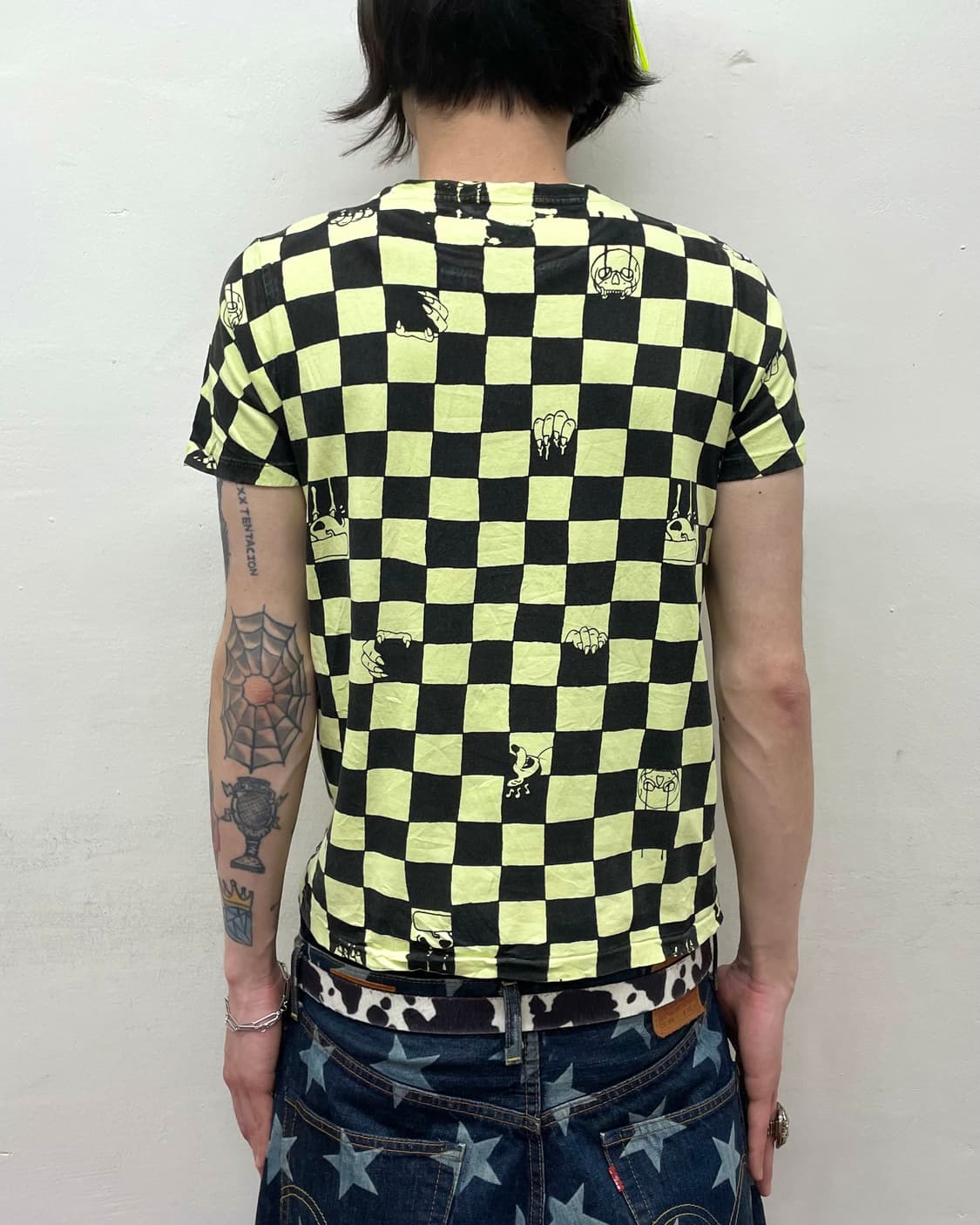 Green Checkerboard Skull T-Shirt 상품이미지2