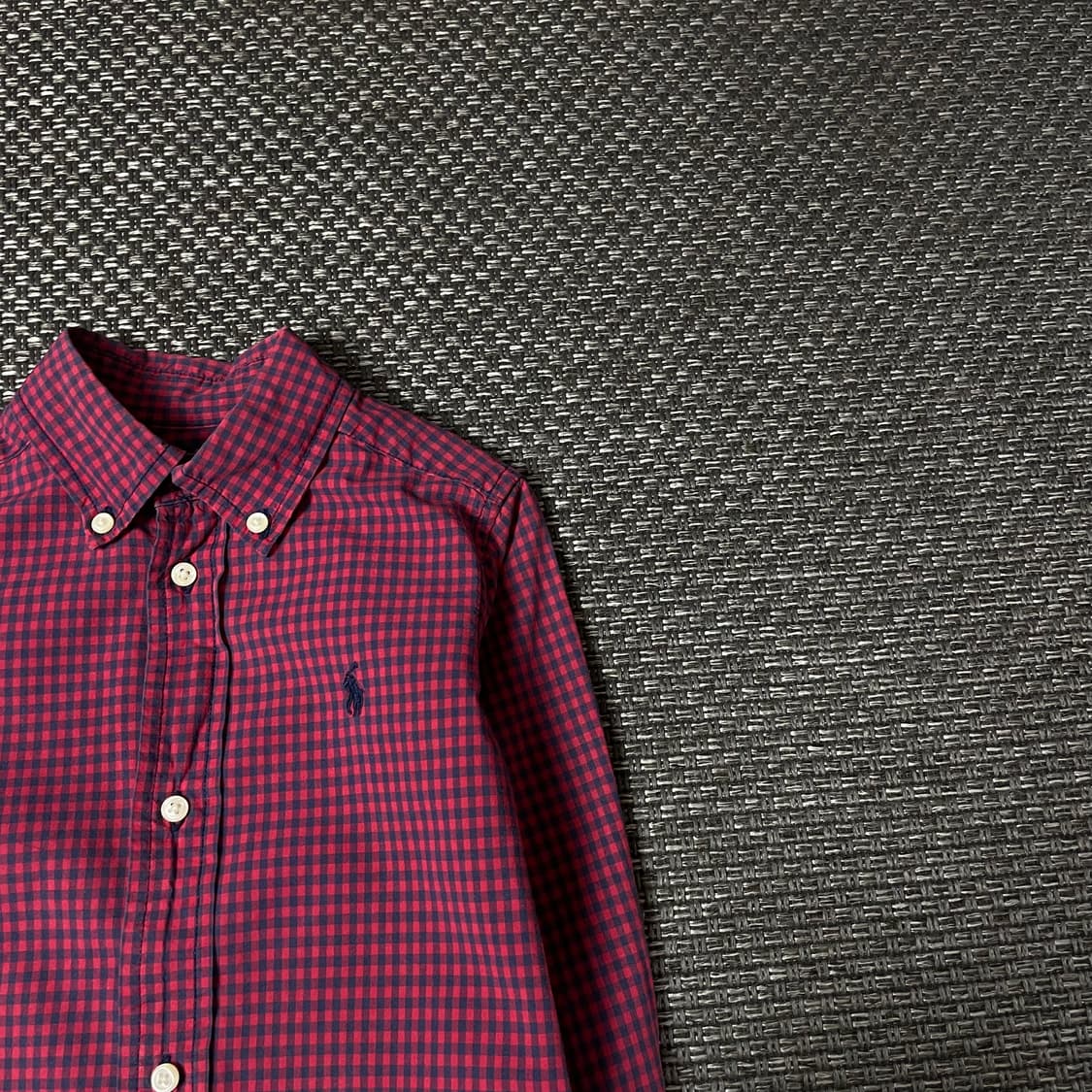 폴로랄프로렌 키즈 네이비 레드 킹엄체크 긴팔 셔츠 3 상품이미지3