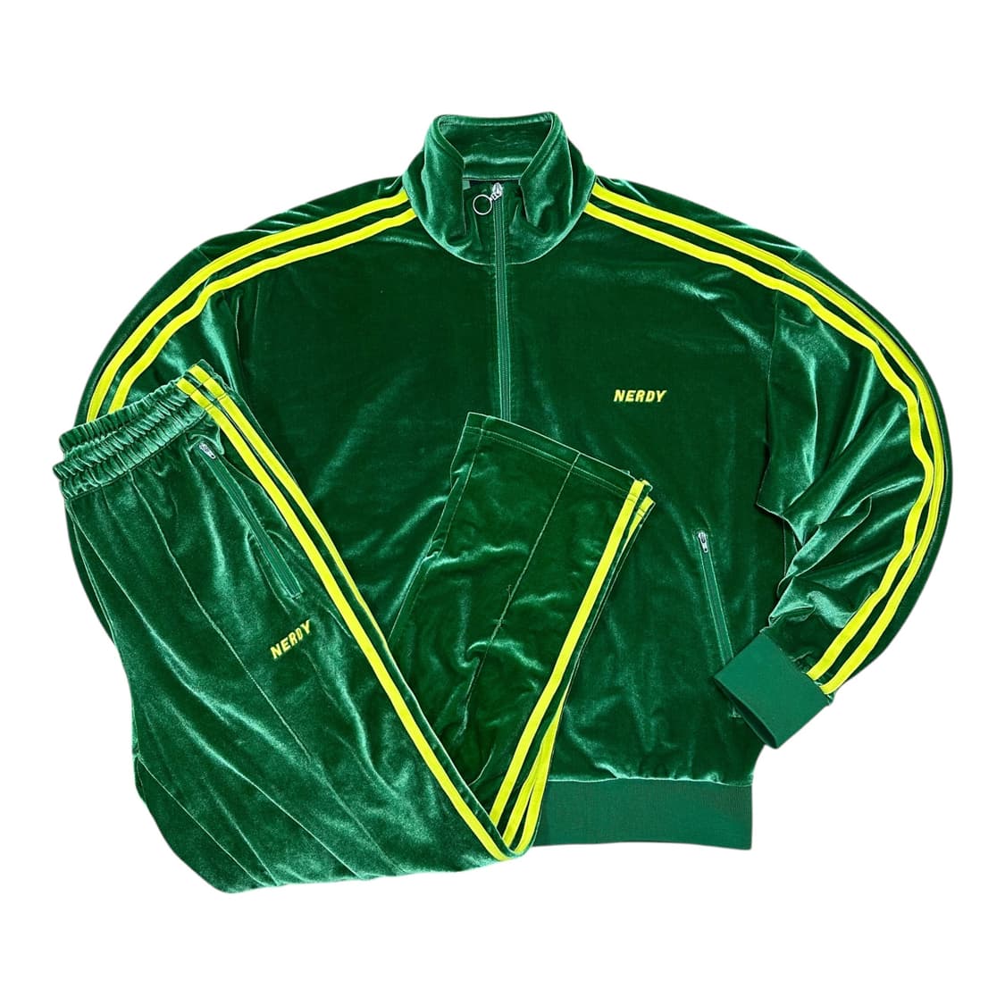 ✨ (세트) 널디 그린 벨벳 트랙탑 져지 트레이닝 세트 상품이미지1