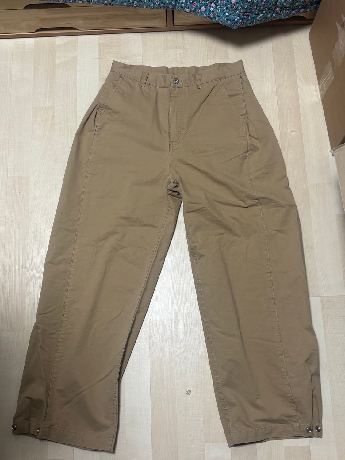 트릴리온 사이드 턱 스냅 버튼 와이드 코튼 팬츠 상품이미지4