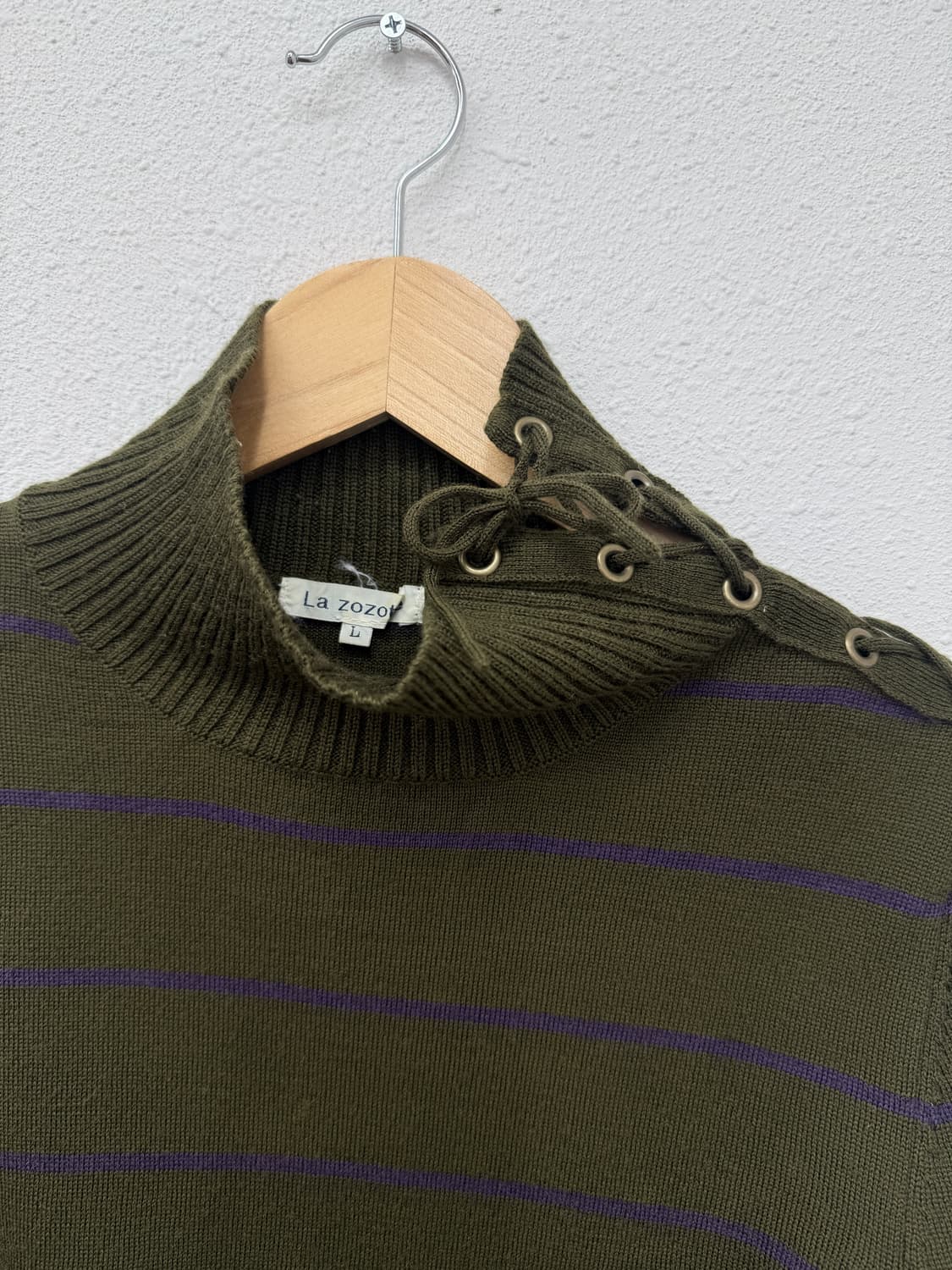 빈티지 스트라이프 아이렛 리본 니트 상품이미지3