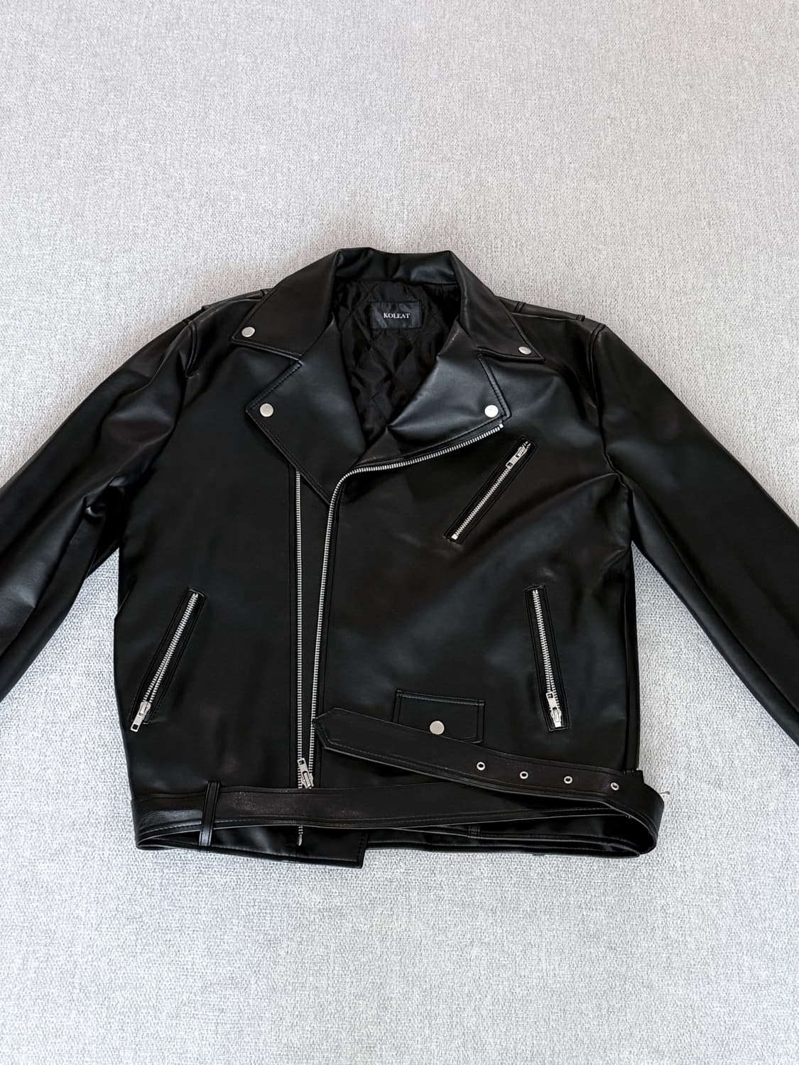 콜릿 MEN 오버핏 마일드레더 라이더자켓 [벨트탈부착] 상품이미지1