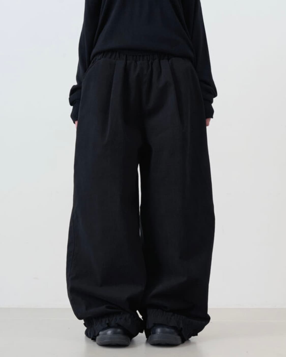 프릴 랩 스커트 팬츠 세트 치마바지 (블랙/차콜) 새상품 상품이미지5