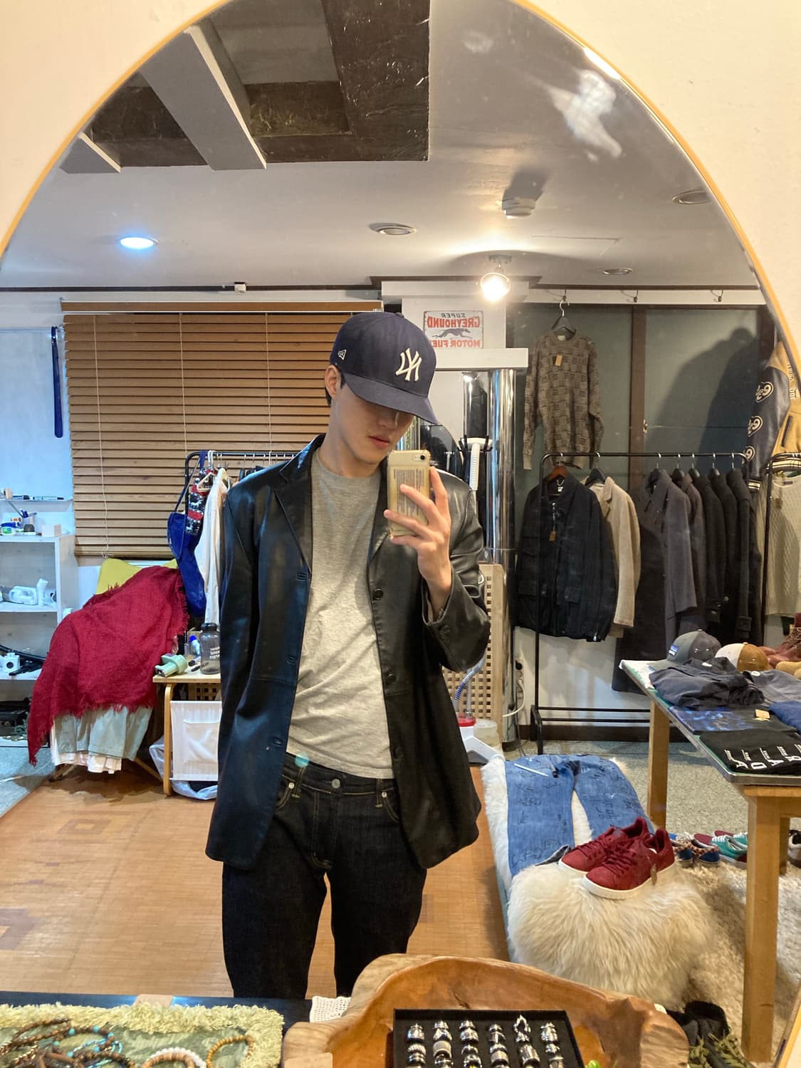 램스킨 쓰리버튼 숏카라 싱글 레더자켓 상품이미지3