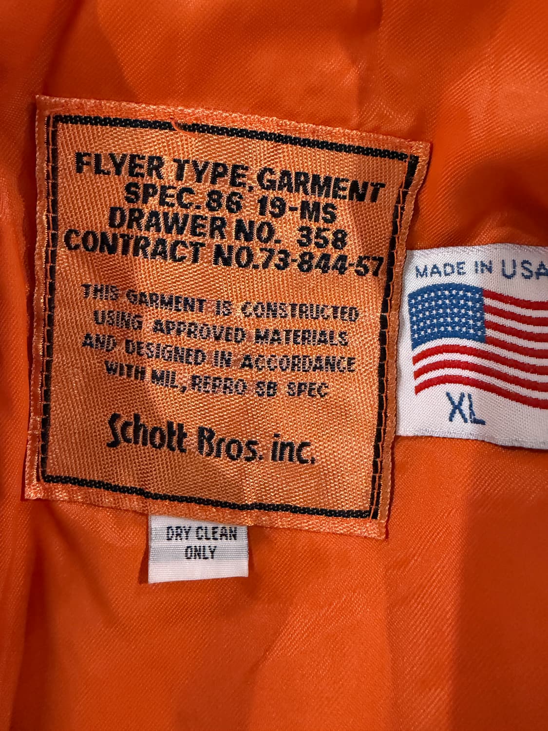 80's Schott Bros. inc. 쇼트 MA-1 플라이트 자켓 상품이미지8