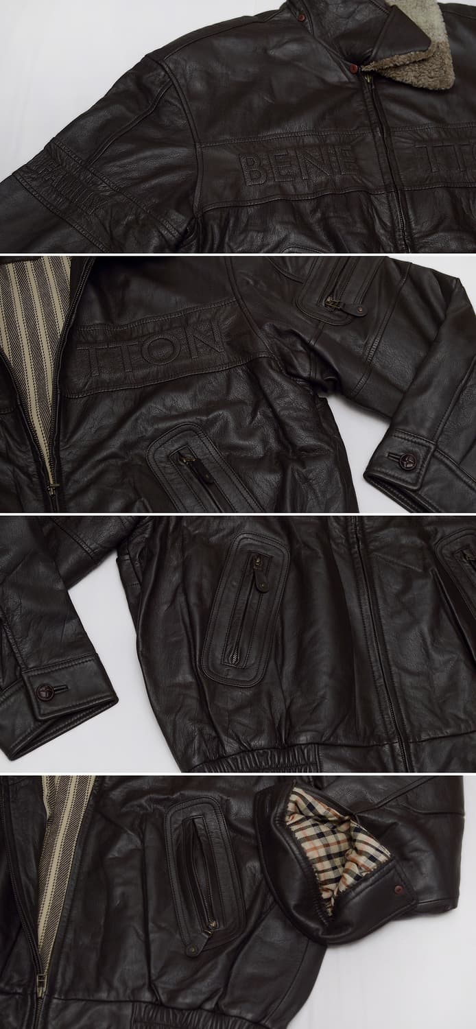 베네통 이태리 블루패밀리 레더 봄버 가죽 항공 자켓 (105+) 상품이미지8