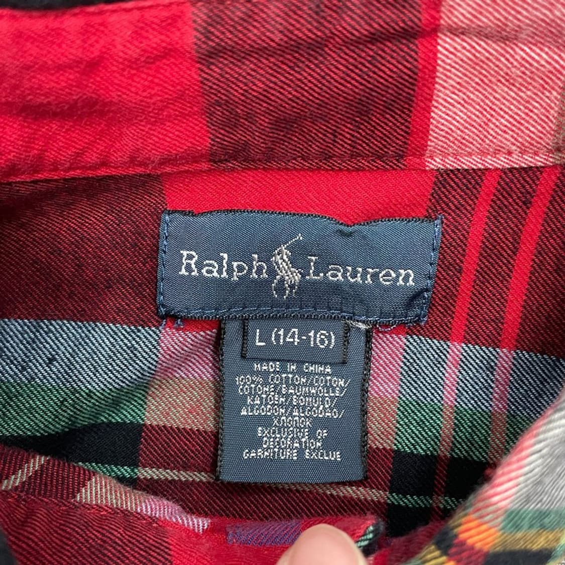 POLO RALPH LAUREN 깅엄체크 셔츠 레드 L (14-16) 상품이미지4