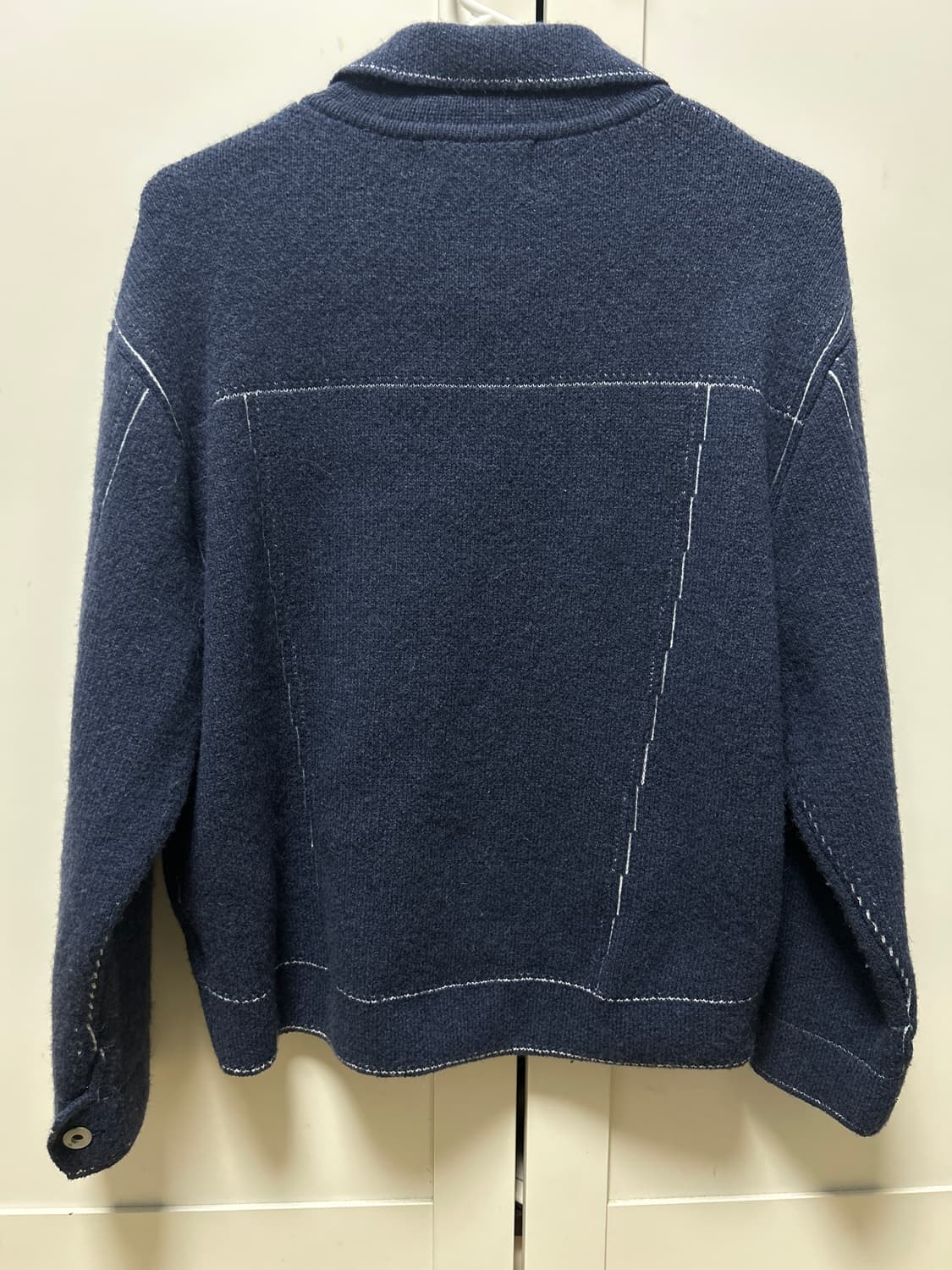 네이비 알파카 울 니트 자켓 상품이미지3