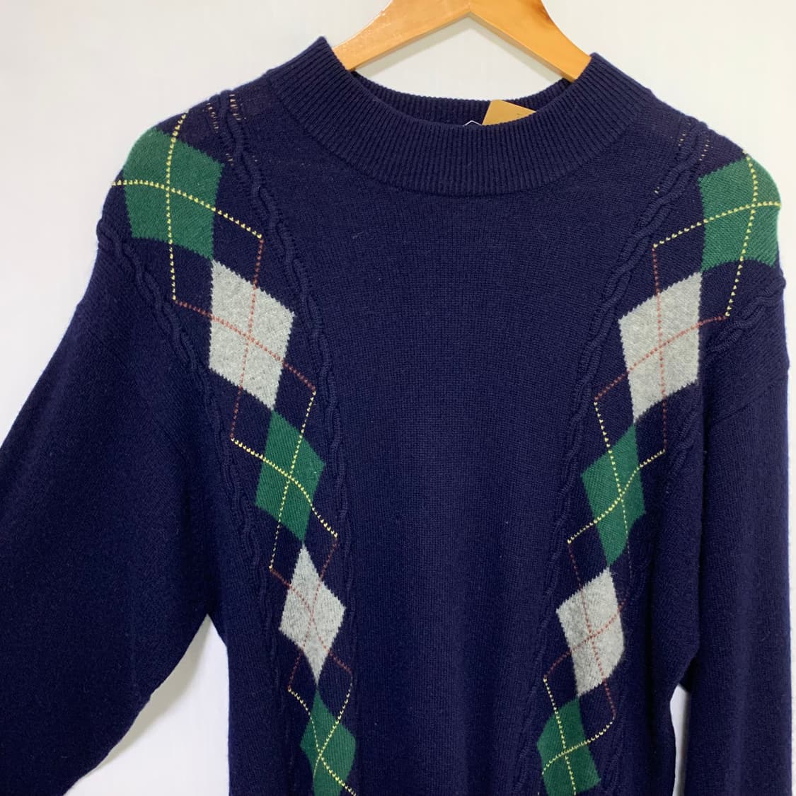 아가일 패턴 네이비 니트 스웨터 L 캐시미어 100 남성 빈티지 니트 상품이미지3