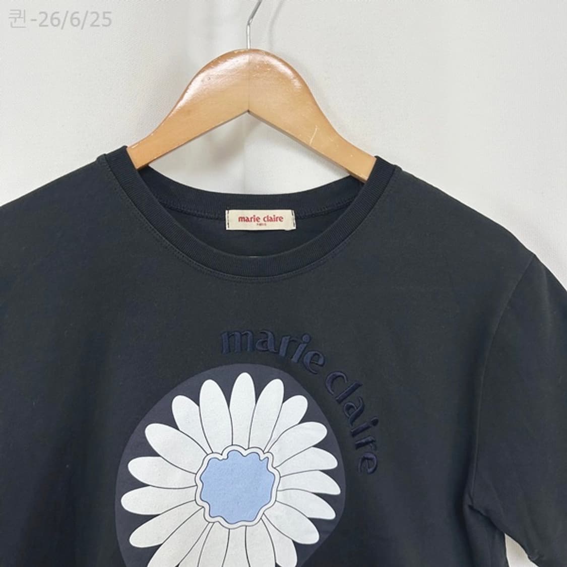 마리끌레르 여자 면 반팔티 검정 40 (44-66추천) 상품이미지2