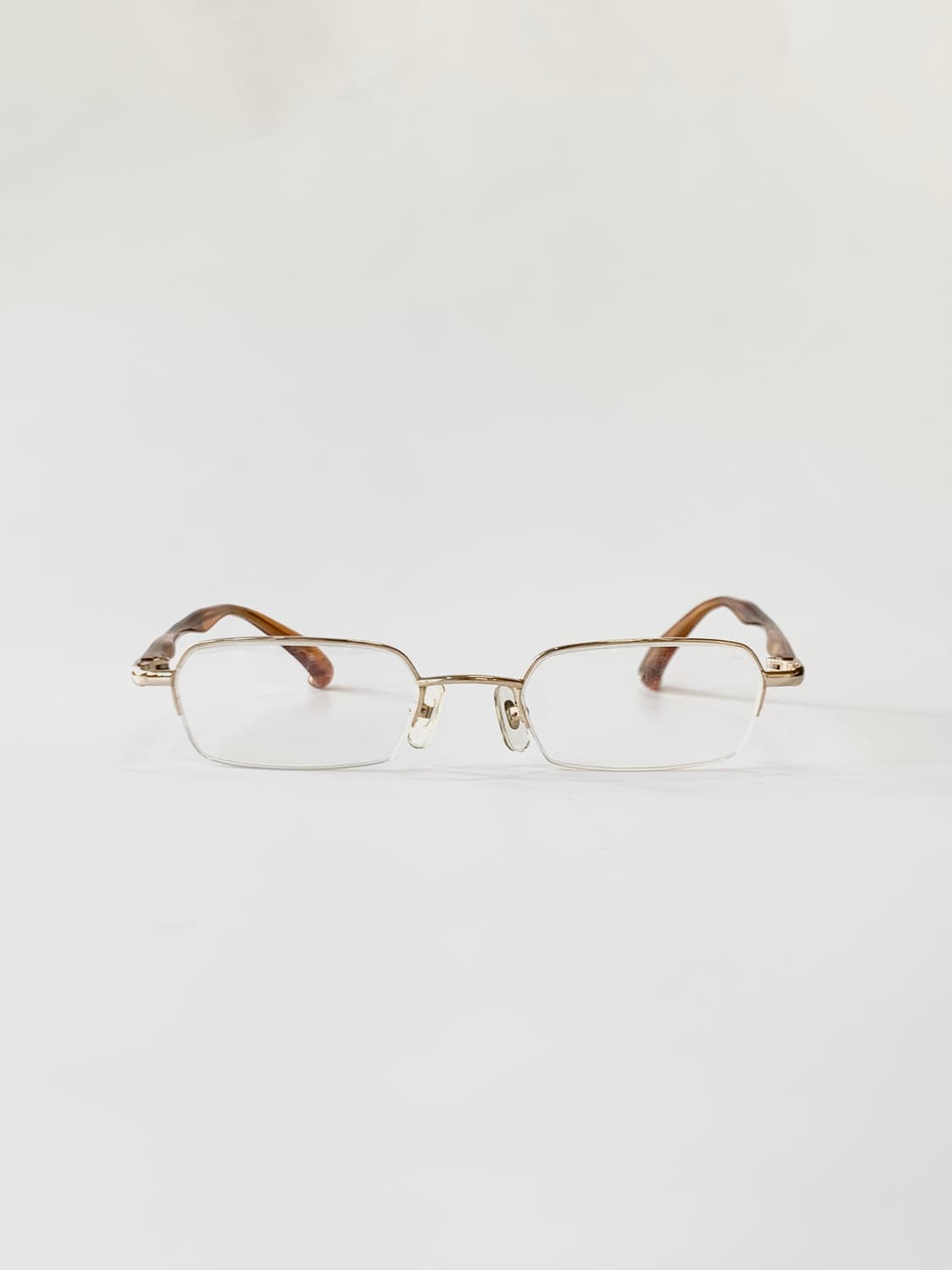 [픽키-599] 골드 메탈 하프림 안경테 브라운팁 안경 상품이미지2