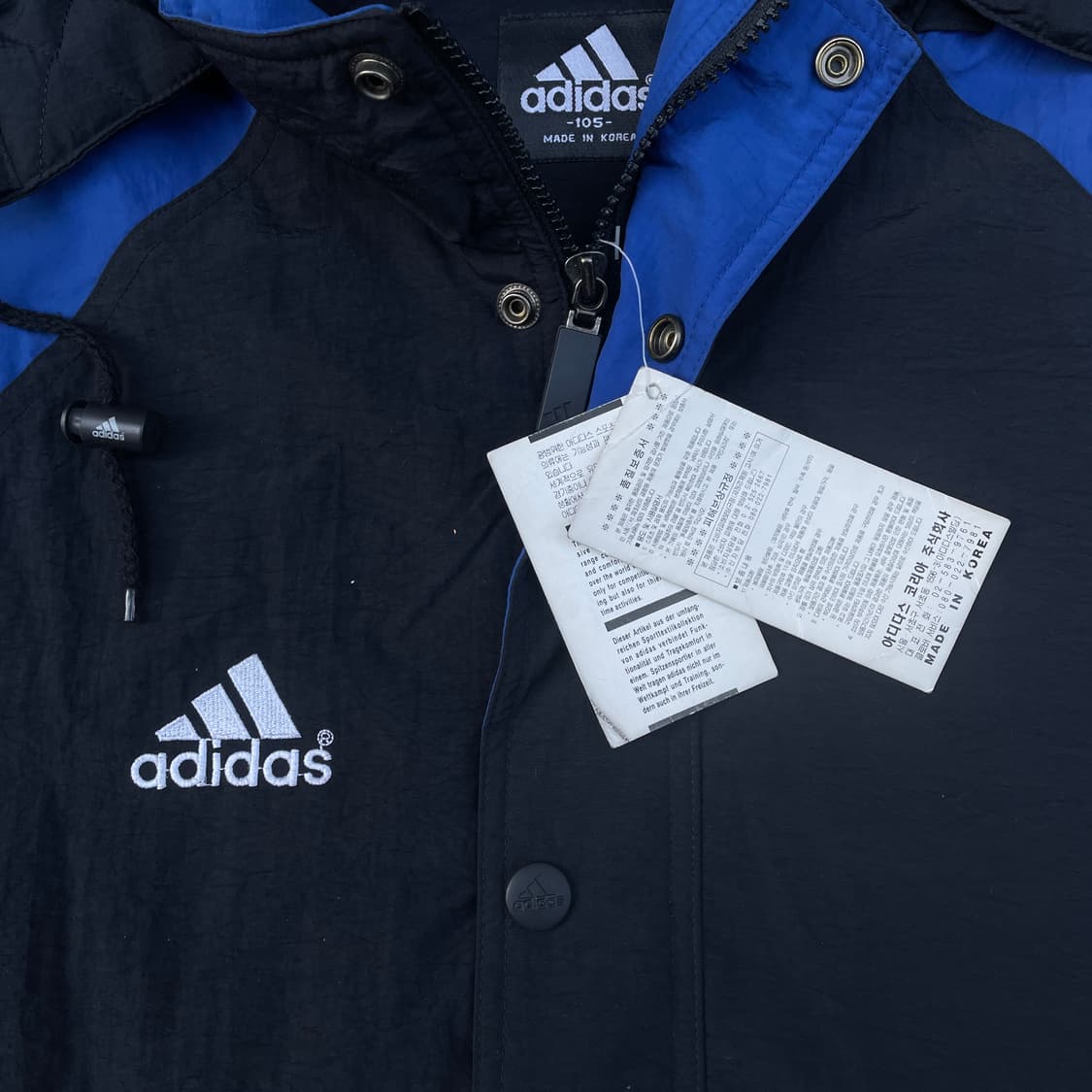 90s 새제품 아디다스 올드스쿨 점퍼 누빔 트랙자켓 바람막이 XL 상품이미지4