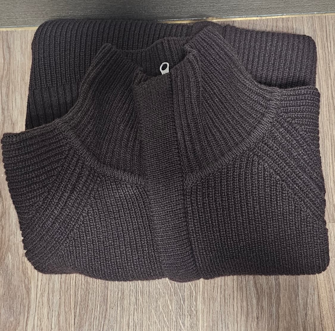 토니웩 울 플래킷 집업 니트 다크 브라운 L 상품이미지2