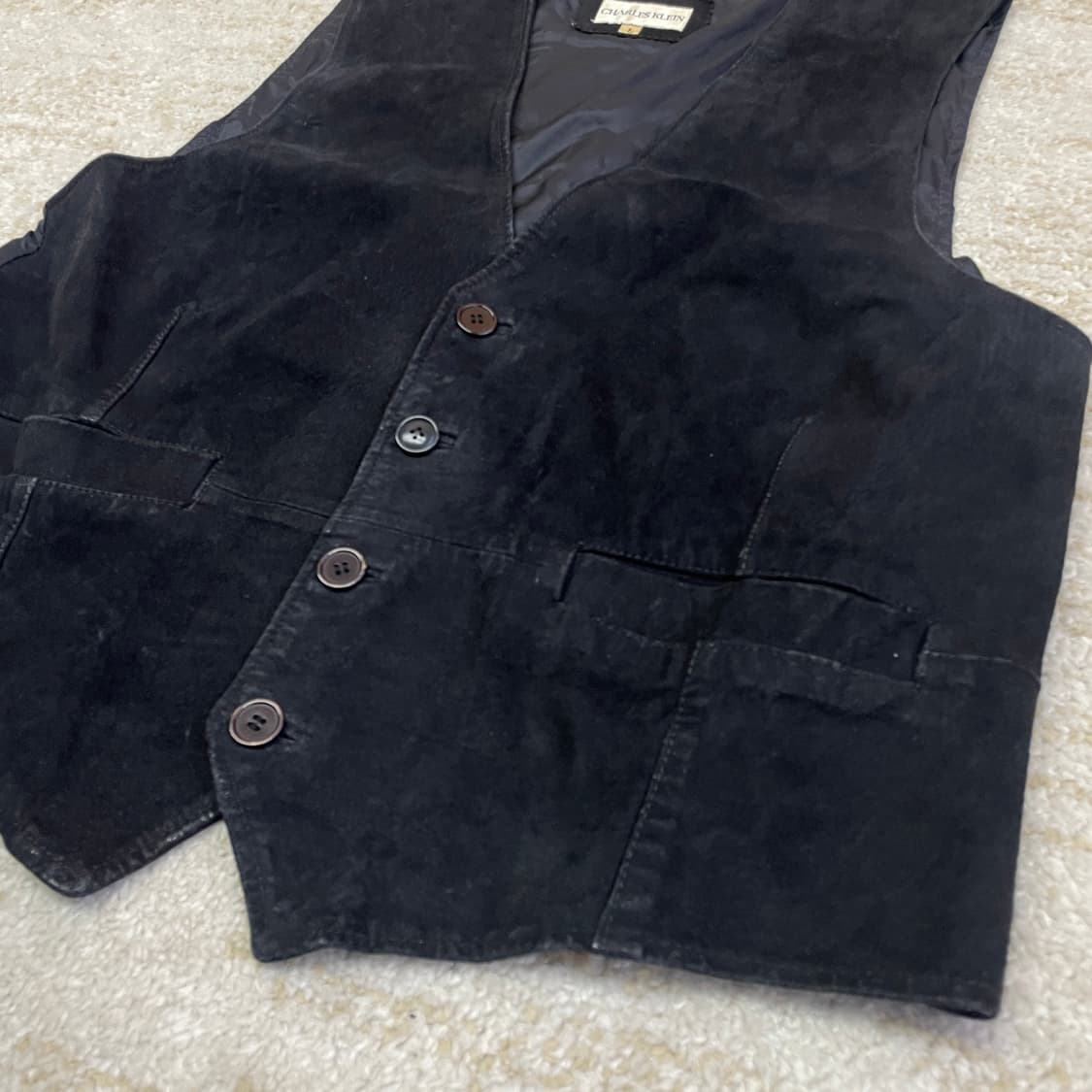 [L] 90s Charles Klein 소가죽 스웨이드 베스트 웨스턴 조 상품이미지2