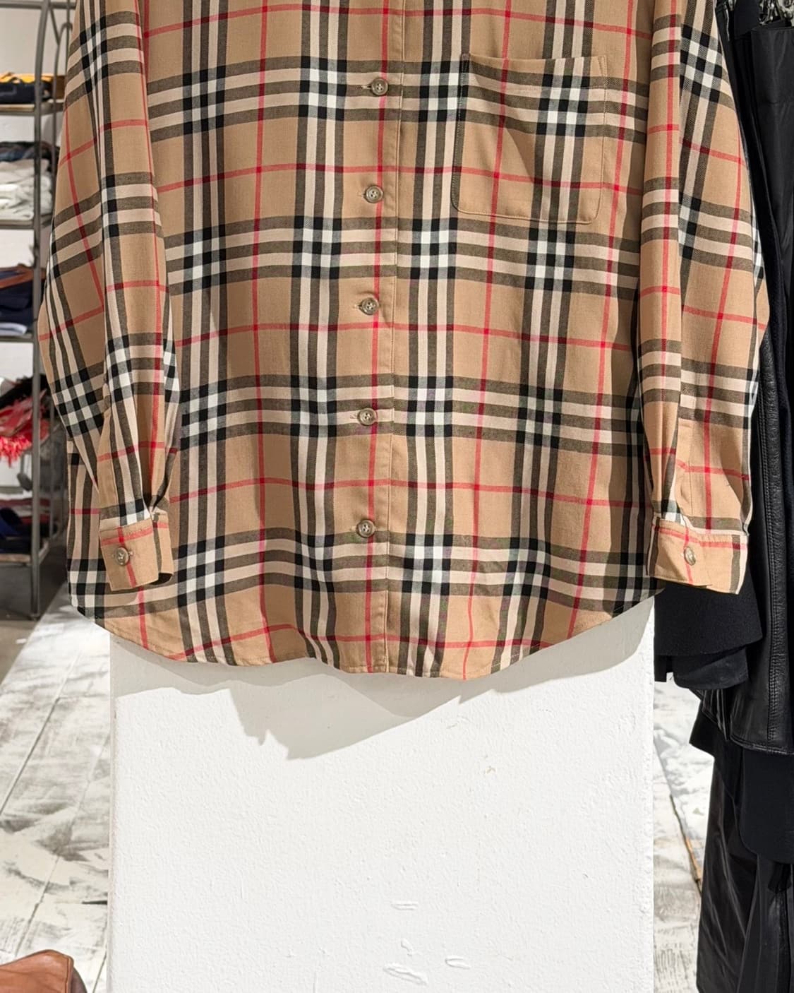 버버리 베이지 체크 코튼 셔츠 상품이미지5