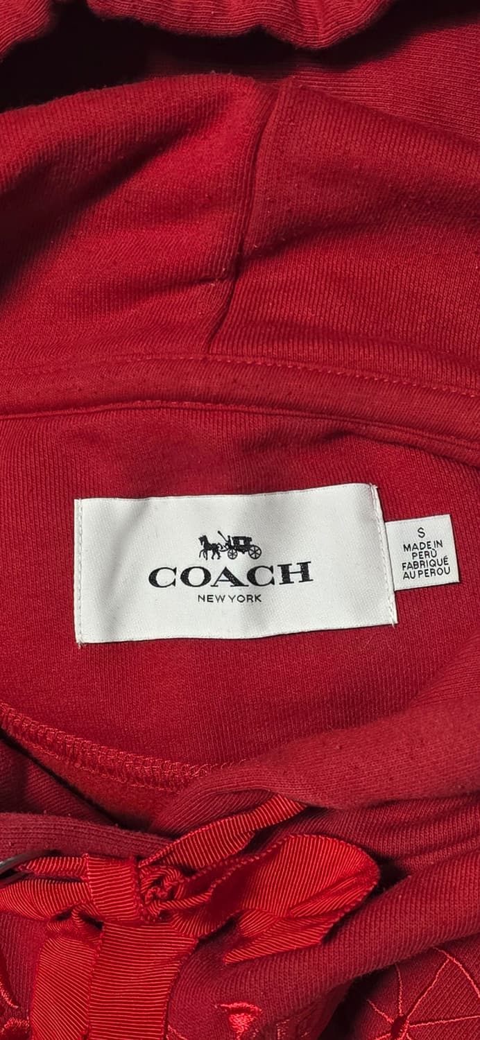코치 레드 로고 후드티 S 상품이미지3
