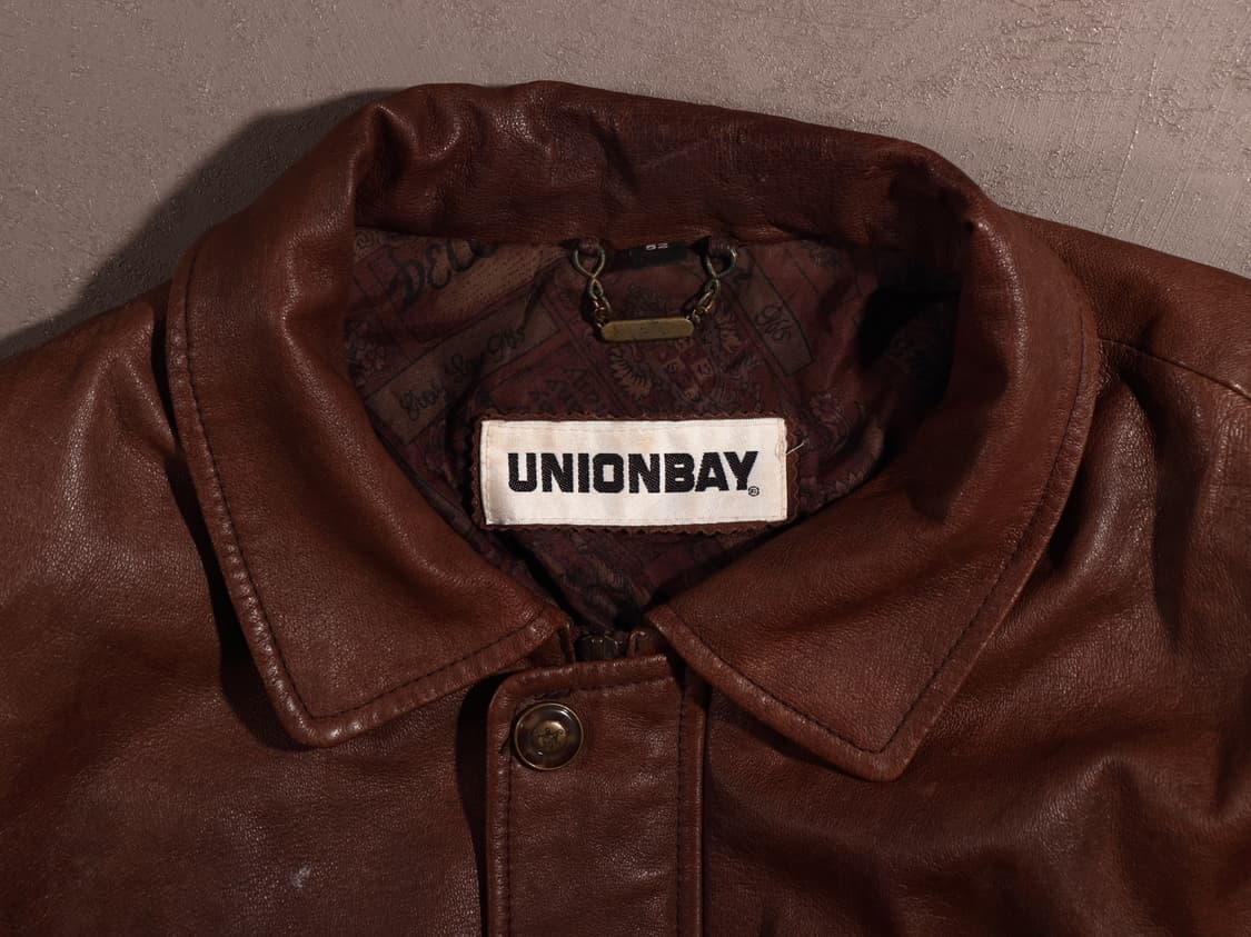 90s 유니온베이 레더 플라이트 봄버자켓 상품이미지5