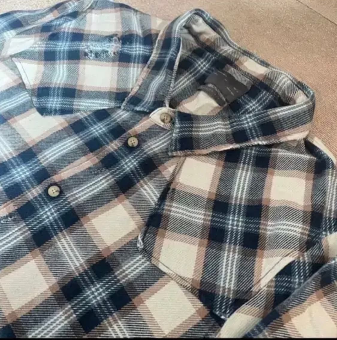 [ZARA] 생로랑맛 표백 그라데이션 데미지 플란넬 셔츠 상품이미지5