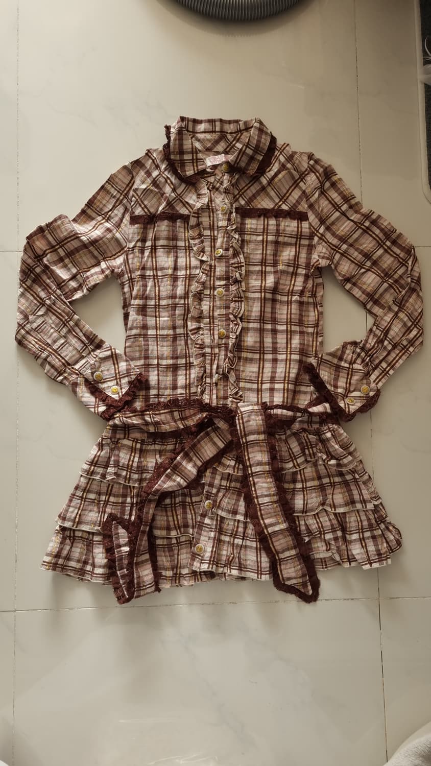 tralala 레이스 체크 원피스 상품이미지1