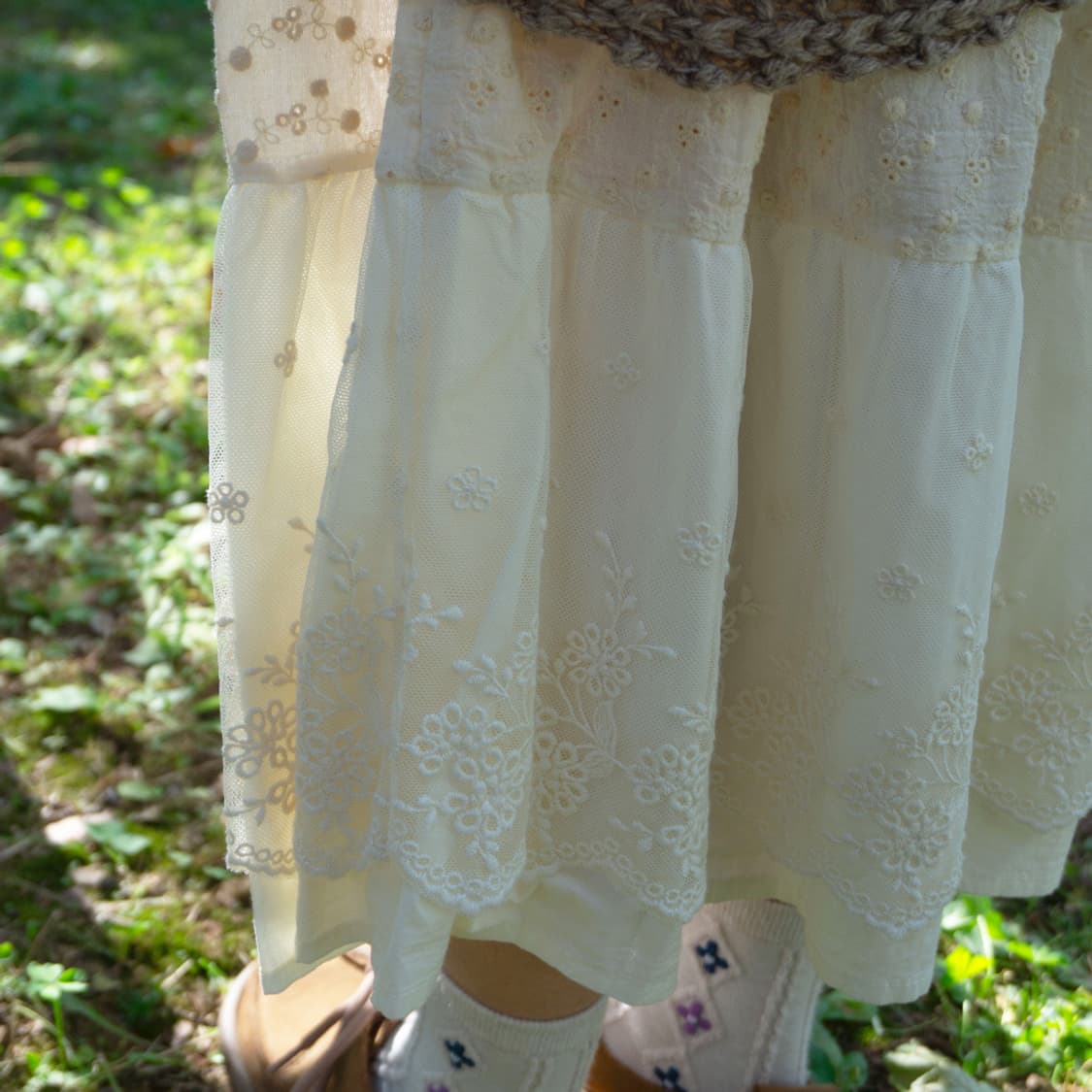 체크 레이어드 스커트 상품이미지1