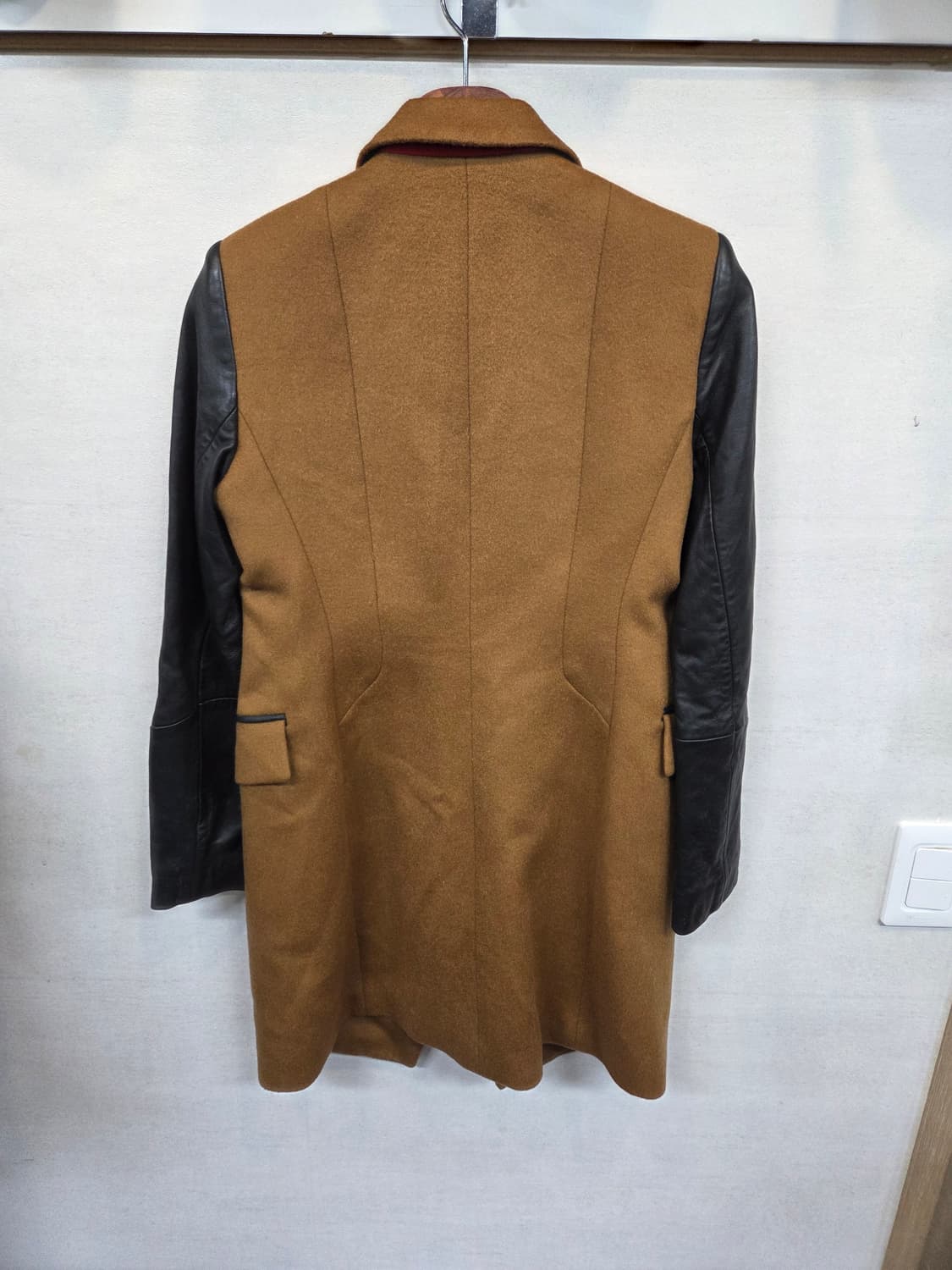 지오송지오 여성 울 레더 원버튼 배색 코트 55 상품이미지2