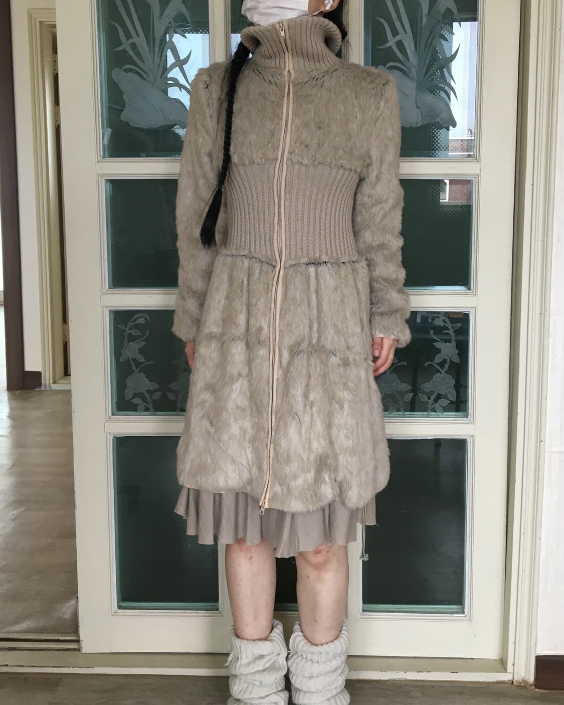 Zucca fake fur layer high neck knit zip  상품이미지7