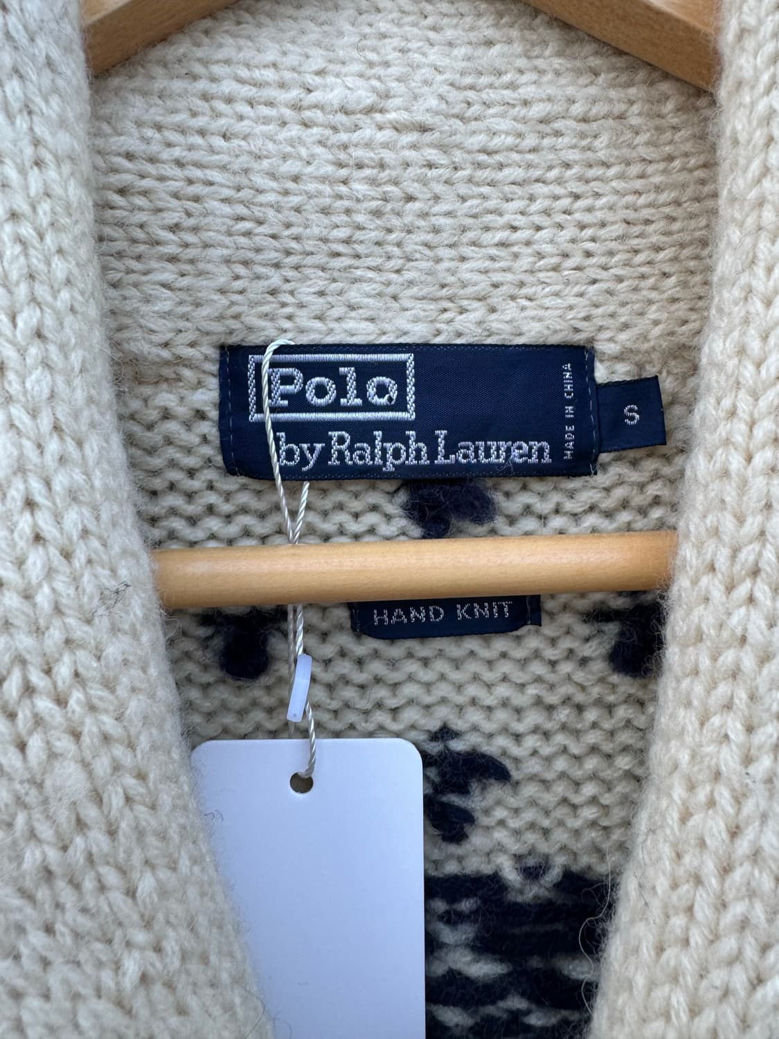 90~00s 폴로 랄프로렌 노르딕 패턴 울 핸드 니트 가디건 s 상품이미지9