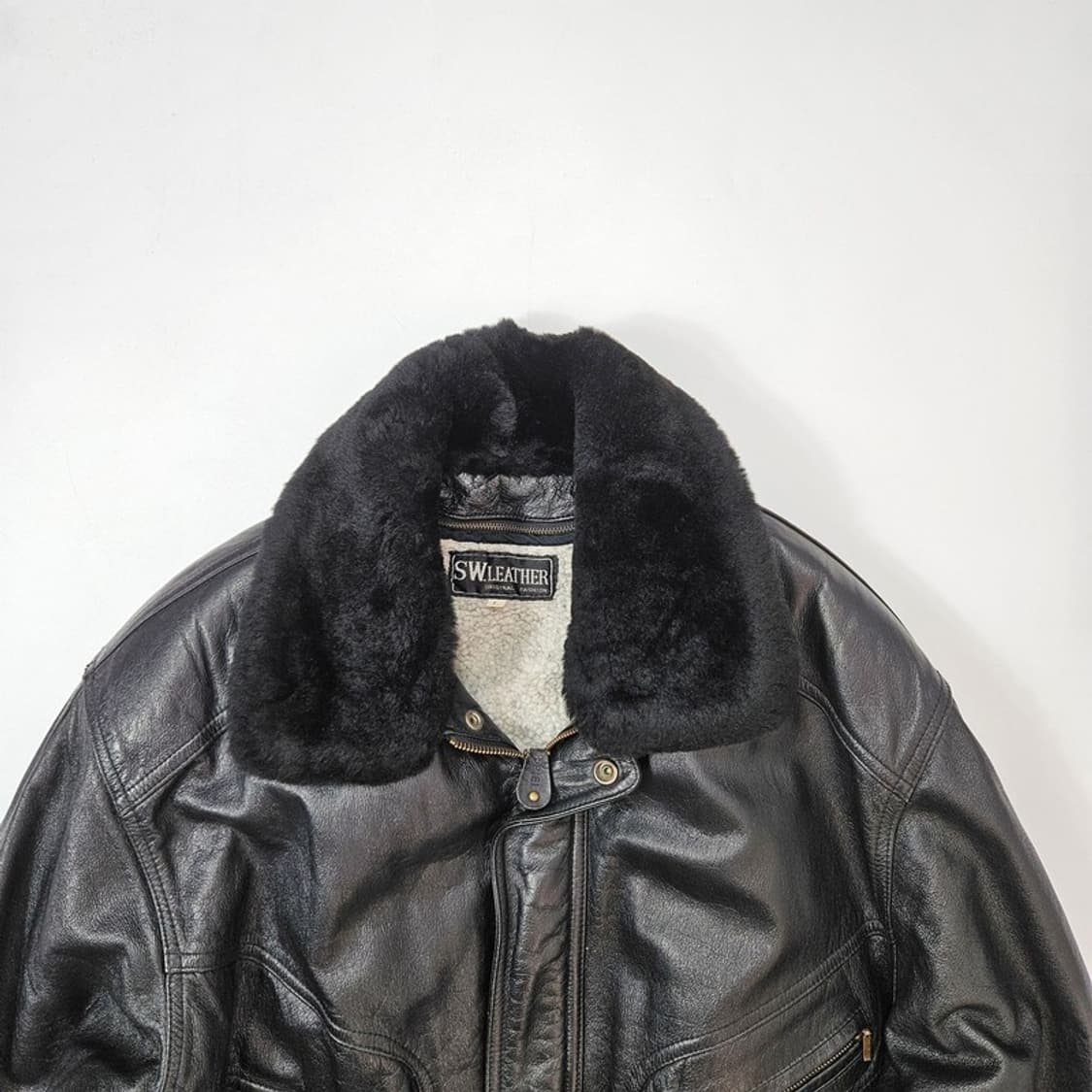 SW LEATHER 빈티지 소가죽 봄버 자켓 L 상품이미지3