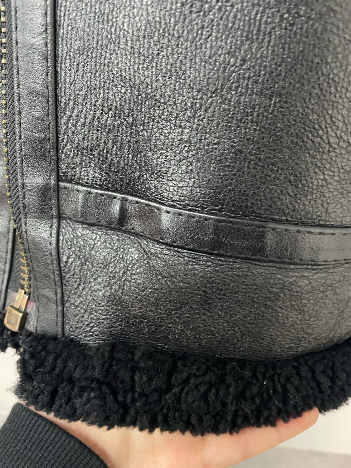 스투시 B-3 블랙 램스킨 무스탕 레더자켓 H2360 상품이미지8