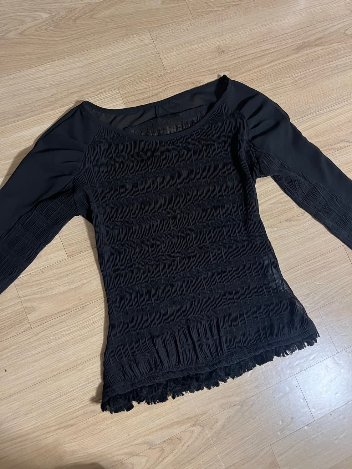 울리카 ulika 핀턱 블라우스 블랙 상품이미지1