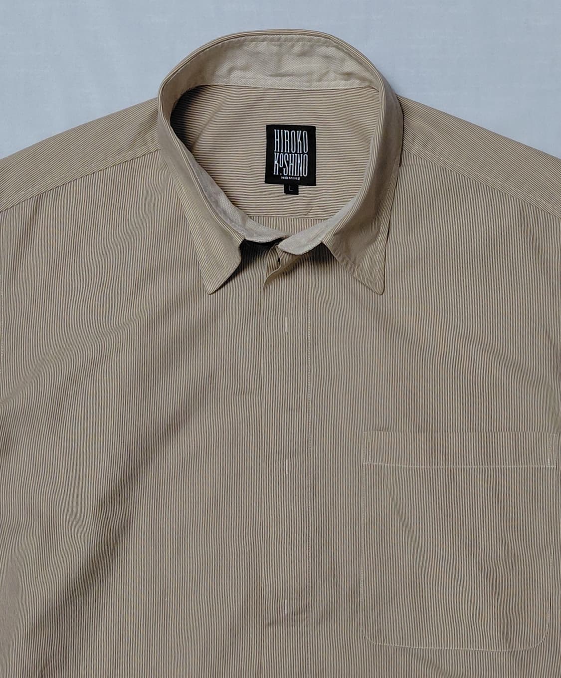 Hiroko Koshino - 스트라이프 코튼 반팔 셔츠 (L) 상품이미지2